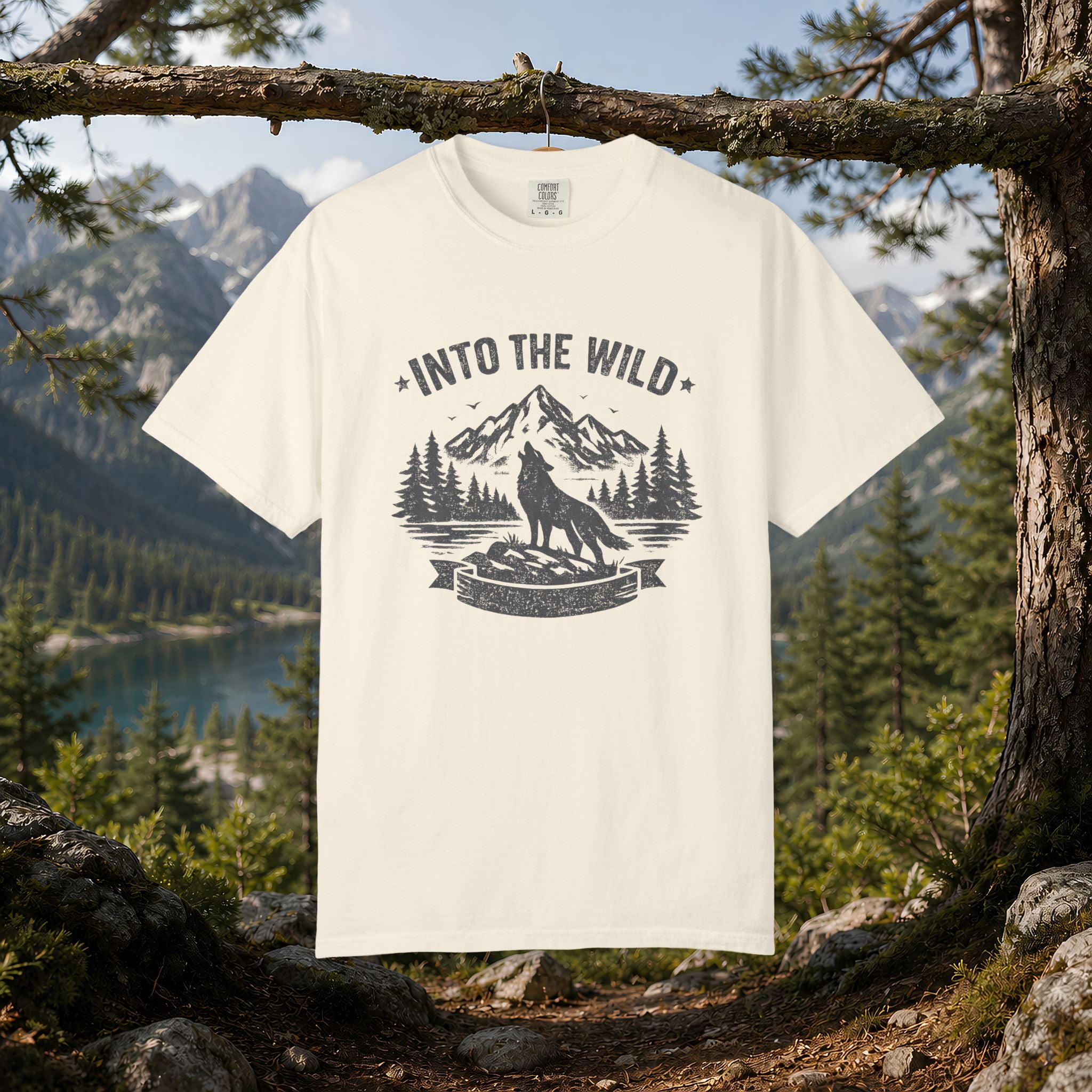 Into the Wild Wolf T-Shirt — Mountain Camping Adventure Tee