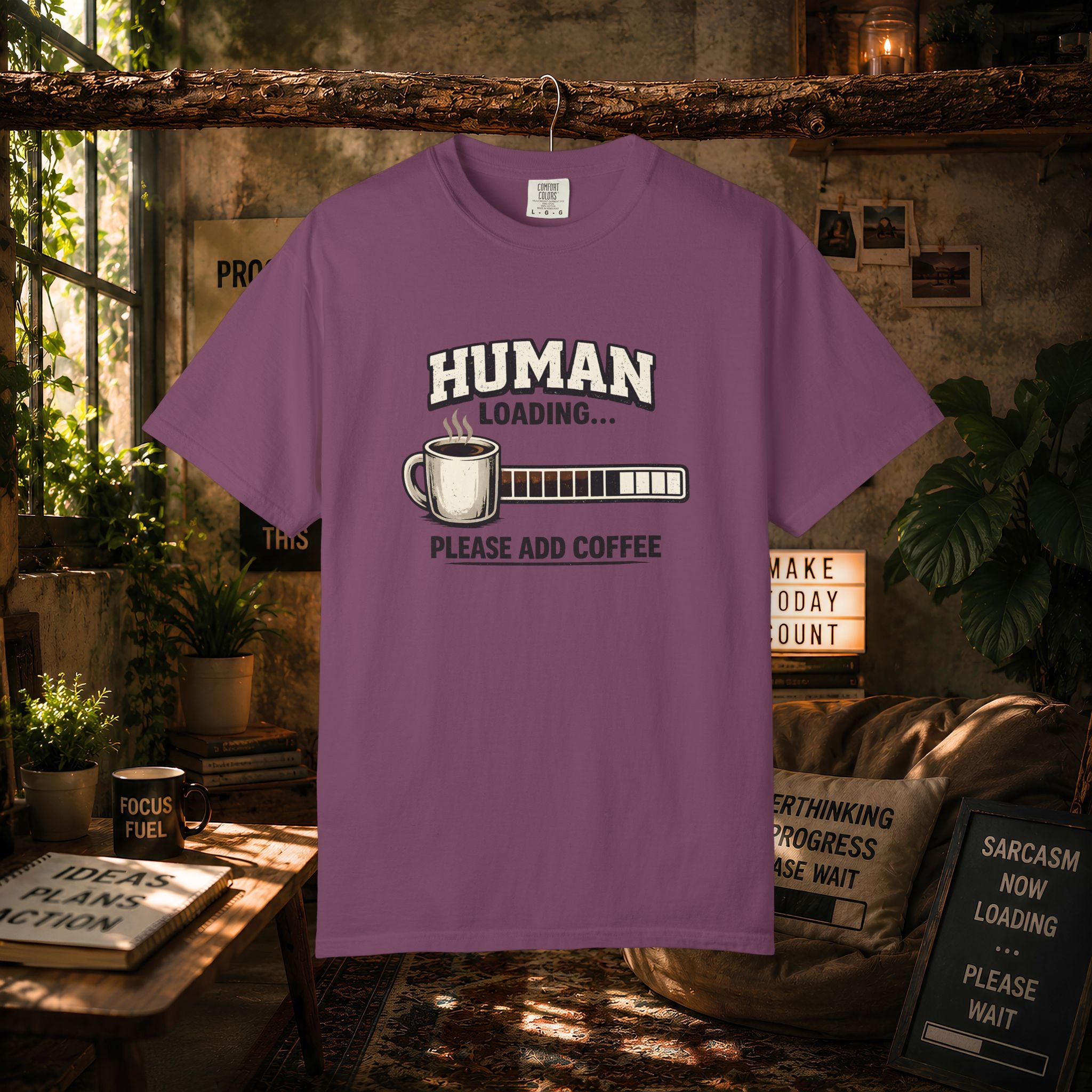 "Human Loading... Please Add Coffee" Funny Coffee Lover T-Shirt