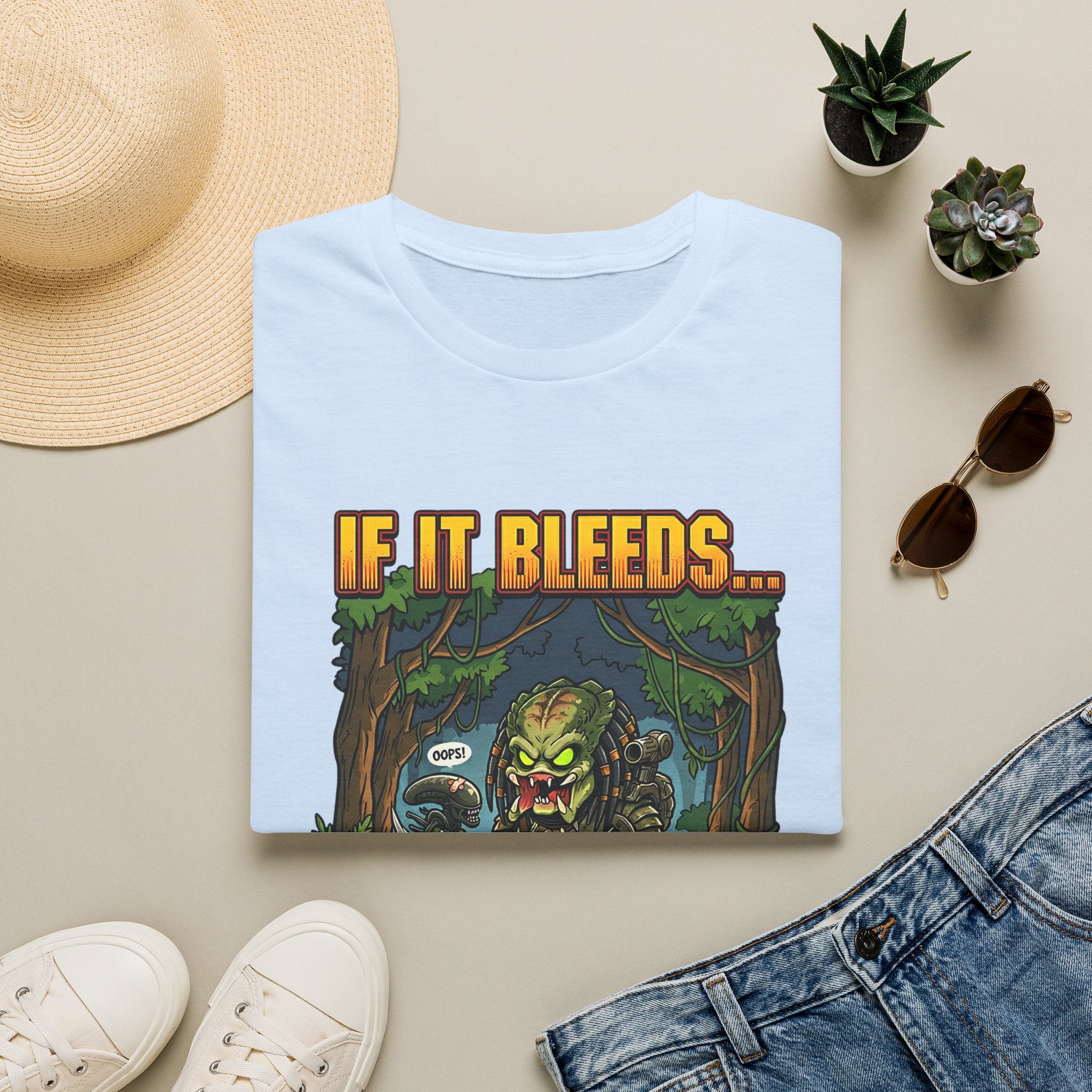 Predator "If It Bleeds" Forest Design T-Shirt | Horror Movie Character