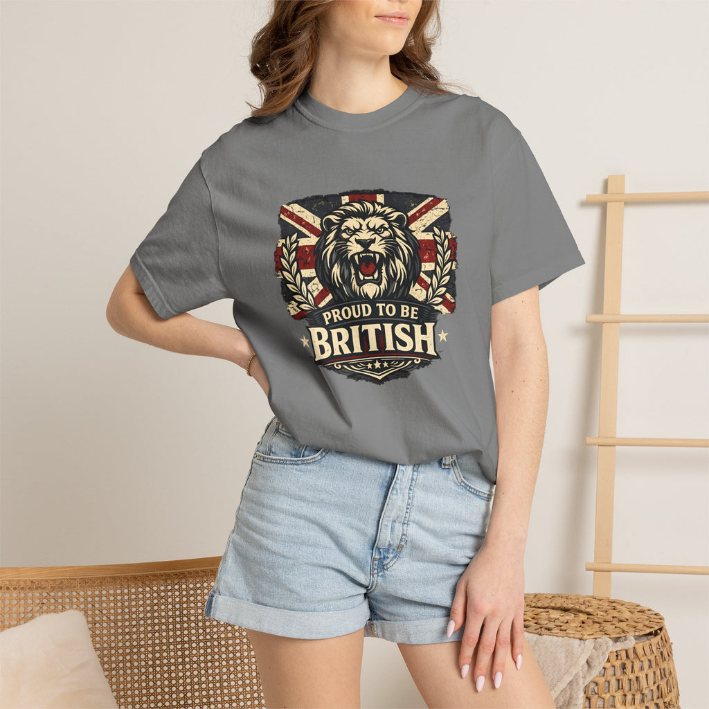 British Lion T-Shirt — "Proud to Be British" Union Jack Graphic Tee