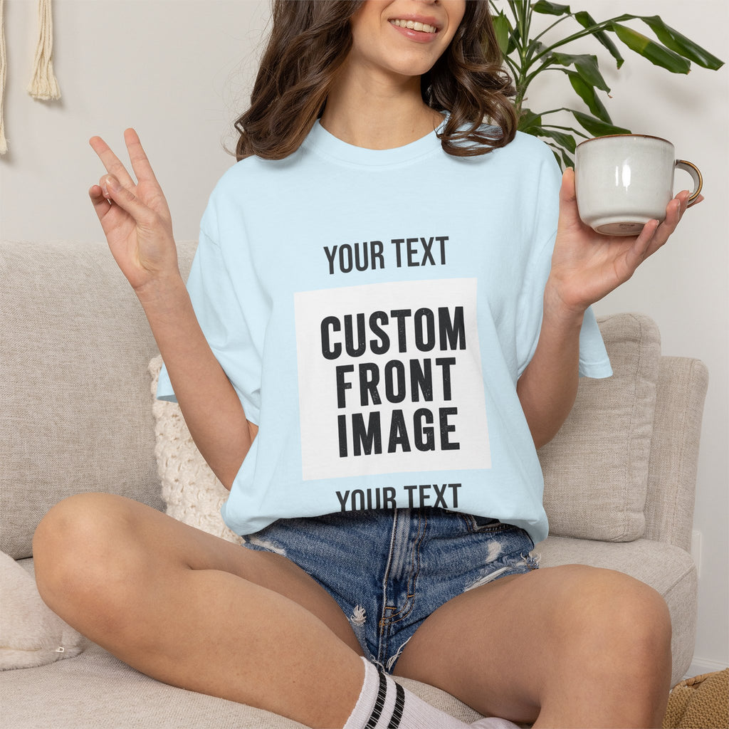 Custom Front Square Print T-Shirt — Personalized Text & Image Tee