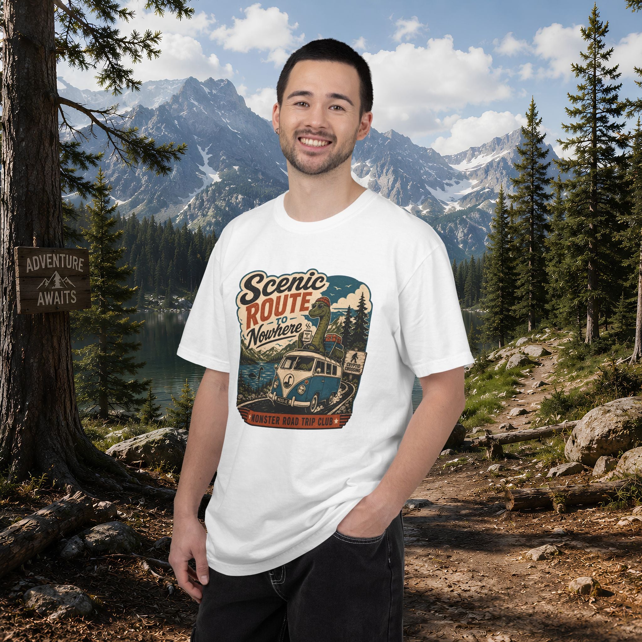 Scenic Route Vintage Camper Nessy T-Shirt — Road Trip Adventure Tee