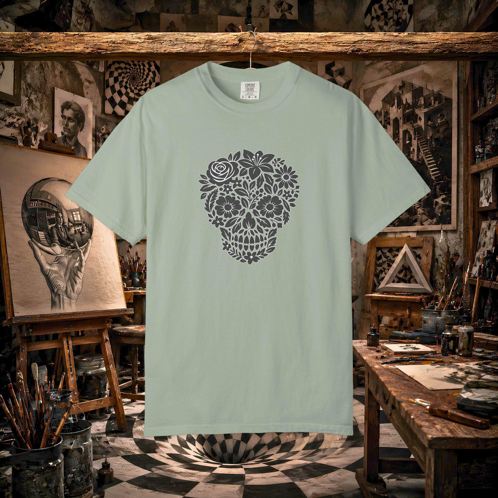 Floral Sugar Skull T-Shirt — Day of the Dead Floral Skull Tee