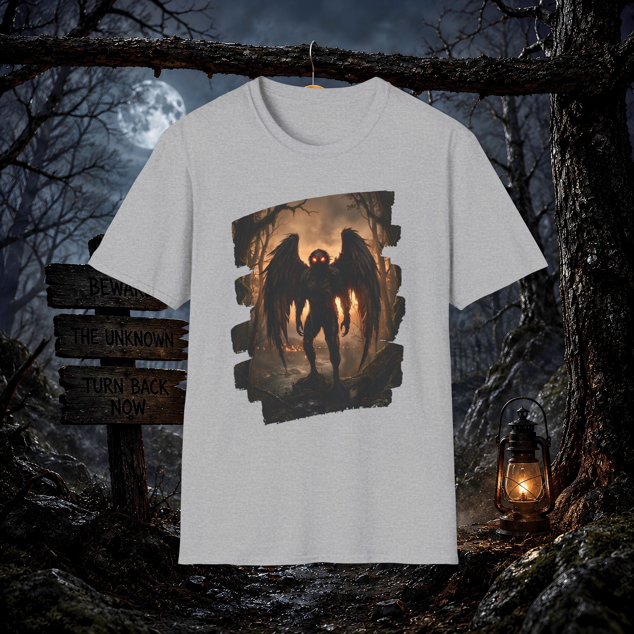 Mothman Cryptid Illustration T-Shirt | Dark Horror Graphic