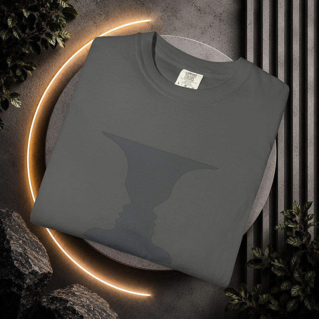 Optical Illusion Vase T-Shirt — Rubin’s Face Profile Graphic Tee