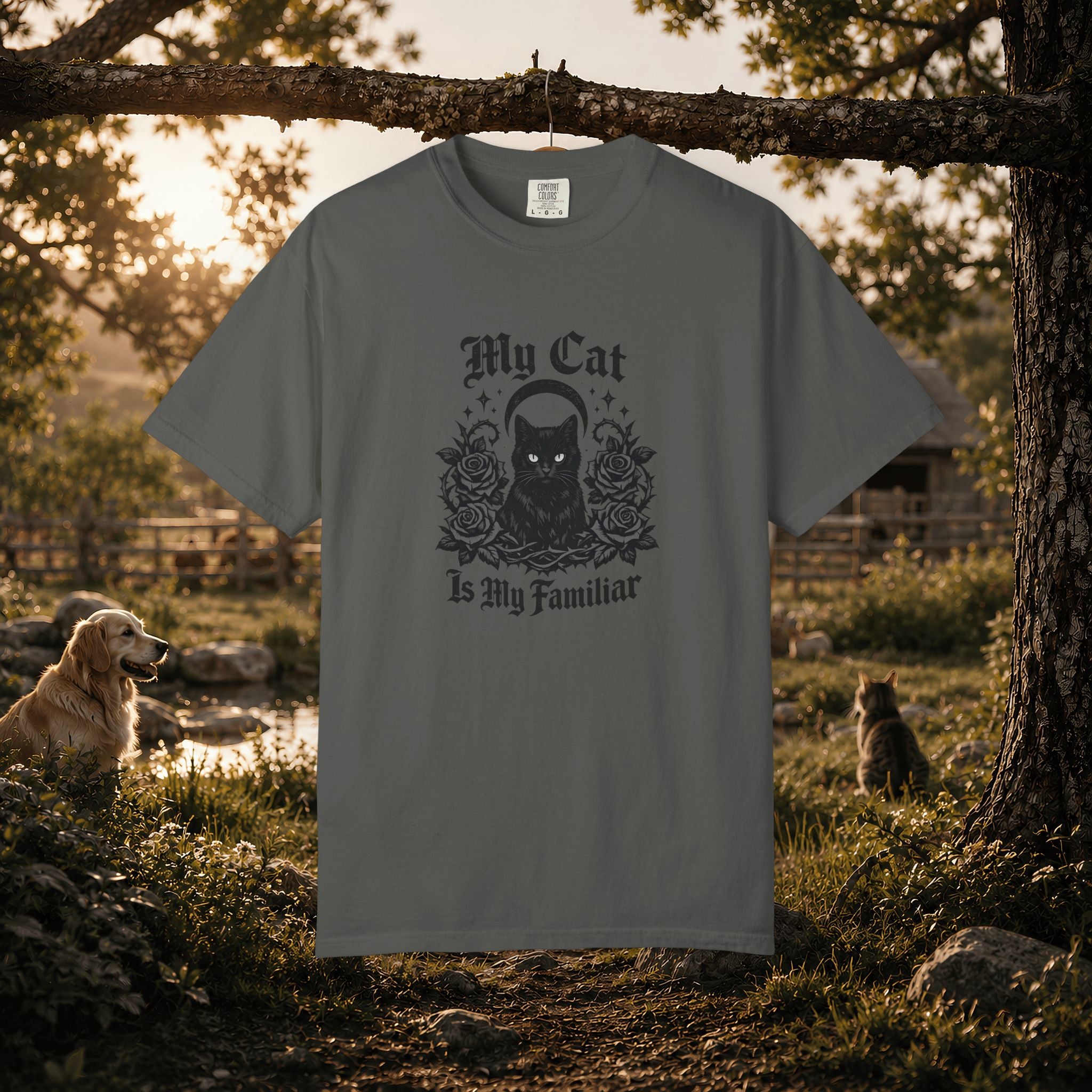 My Cat Is My Familiar T-Shirt — Gothic Cat Witch Tee