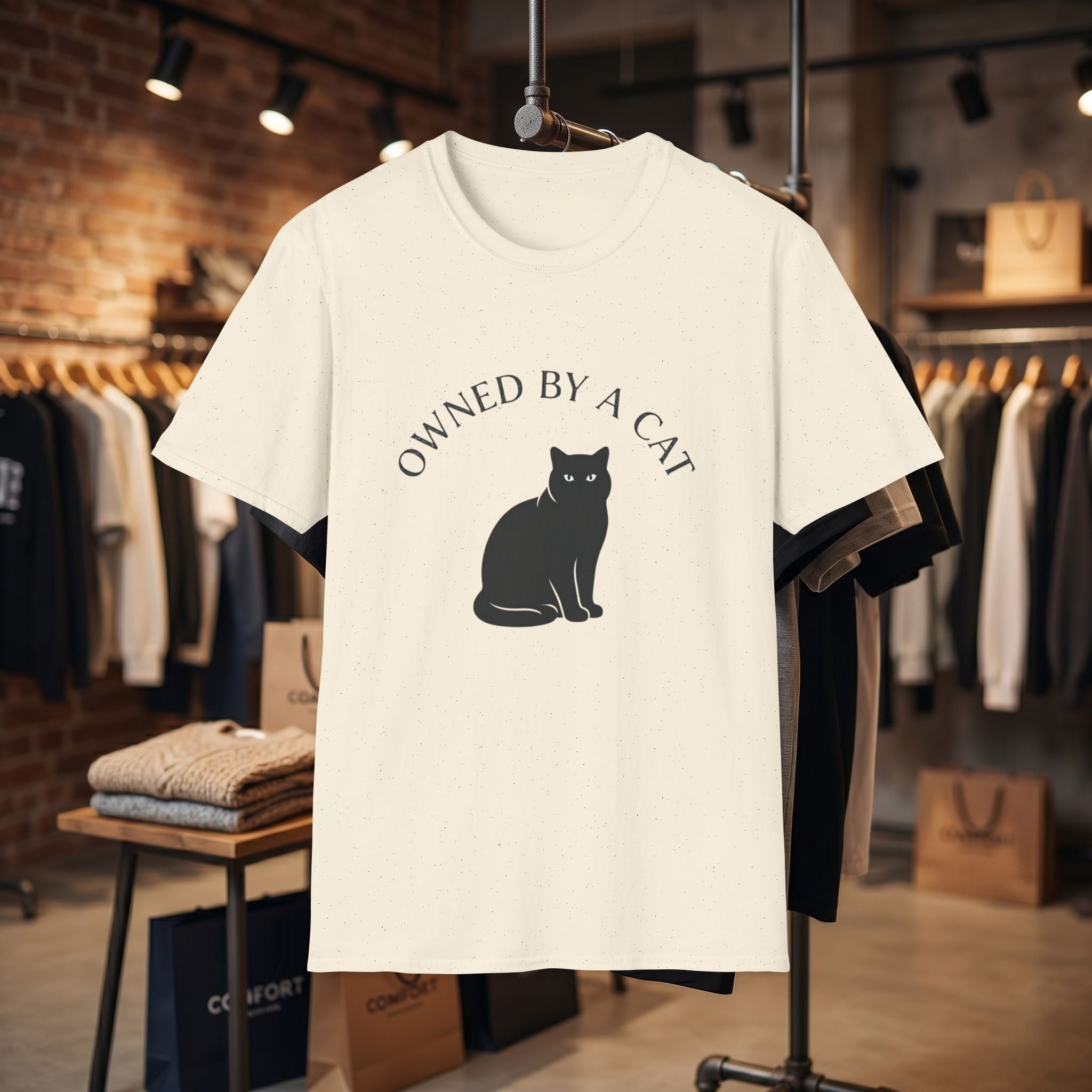 Owned By A Cat T-Shirt | Cat Silhouette Tee, Cat Lover Shirt