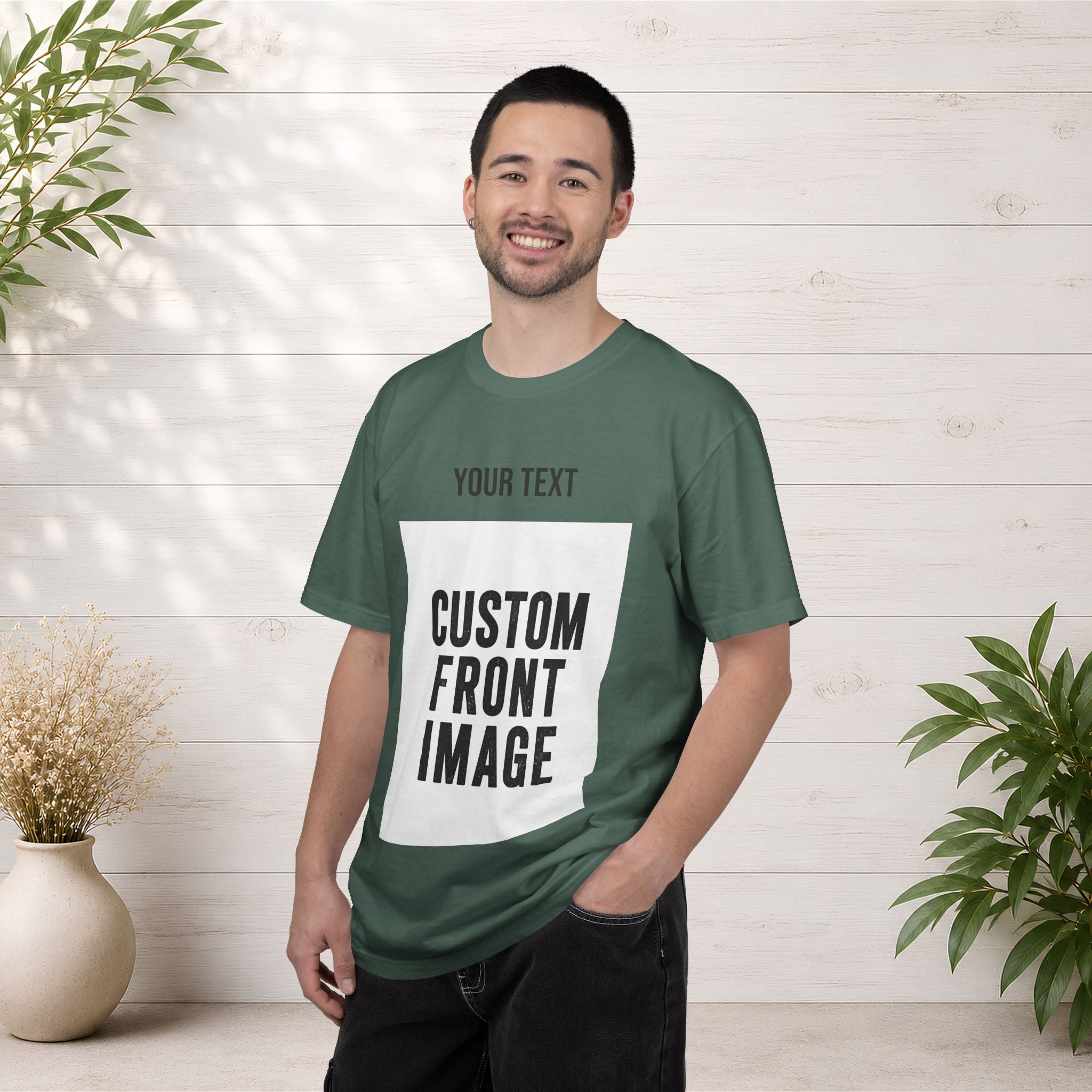 Custom Front Portrait Print T-Shirt — Personalized Text & Image Tee