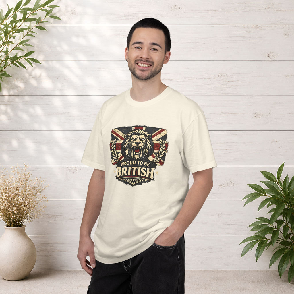 British Lion T-Shirt — "Proud to Be British" Union Jack Graphic Tee