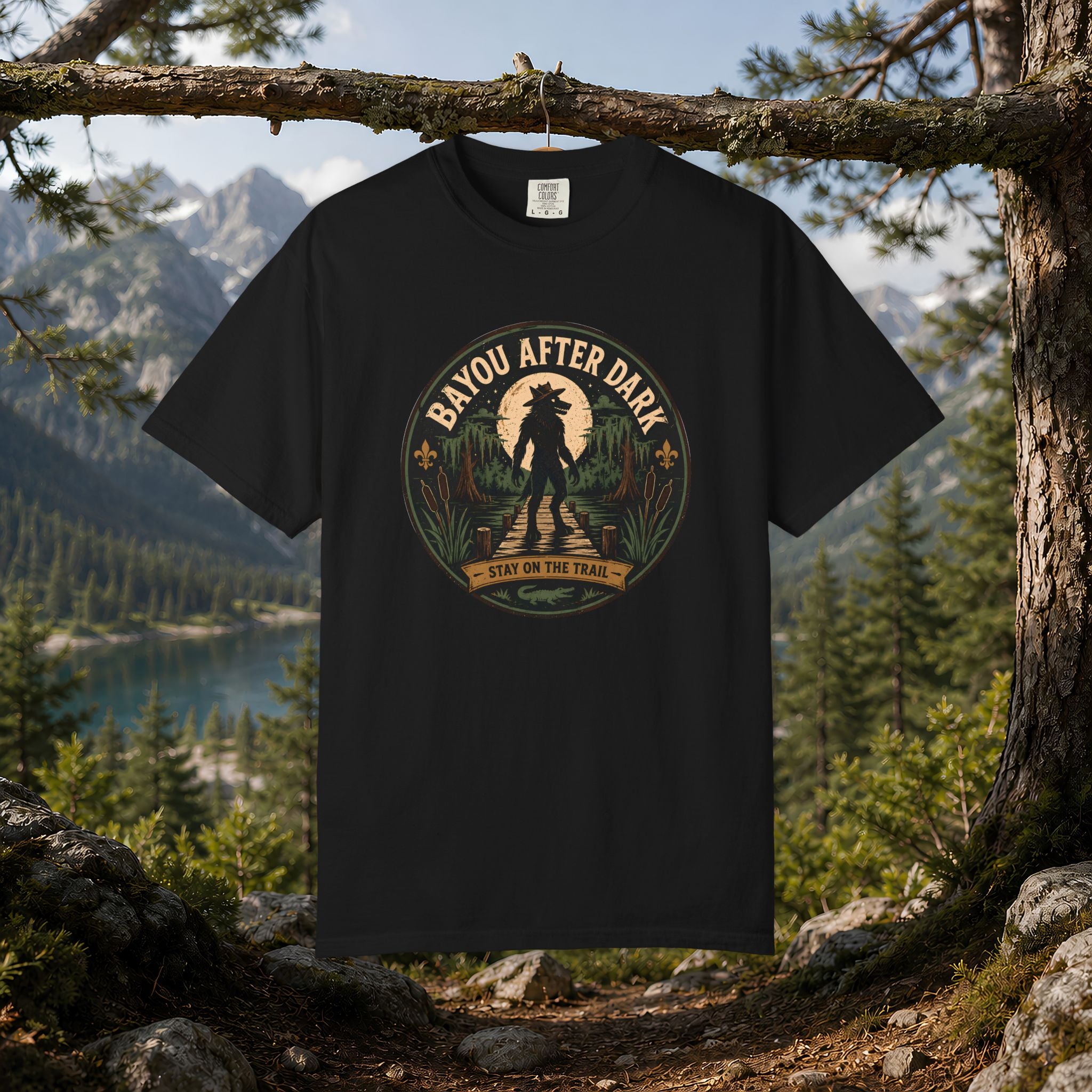 Rougarou Bayou After Dark T-Shirt — Swamp Cryptid Graphic Tee
