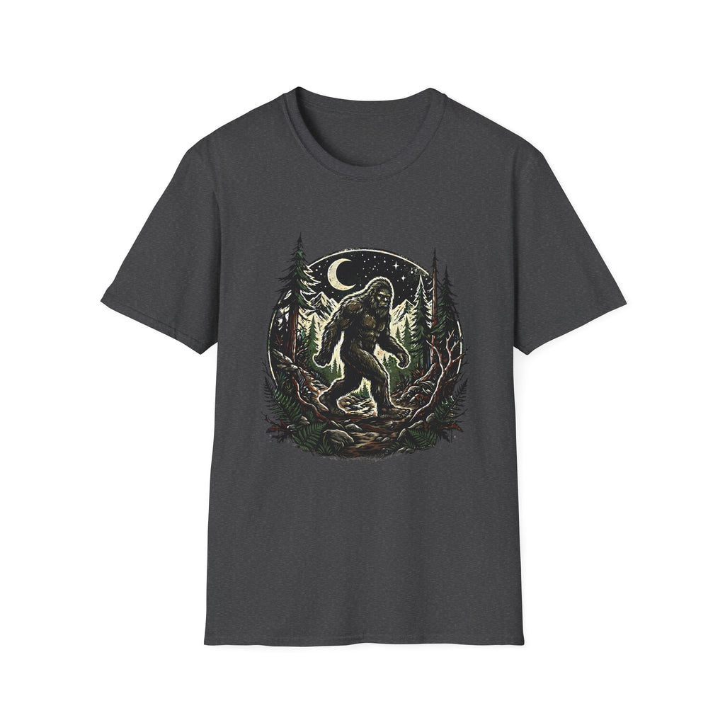 Bigfoot Forest Moon T-Shirt | Sasquatch Night Hiking Design