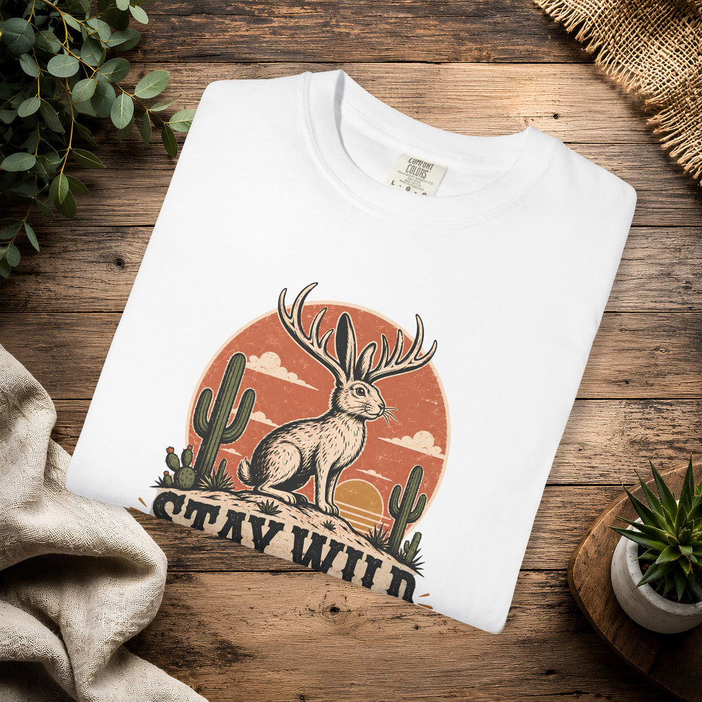 Stay Wild Jackalope T-Shirt — Vintage Desert Adventure Tee