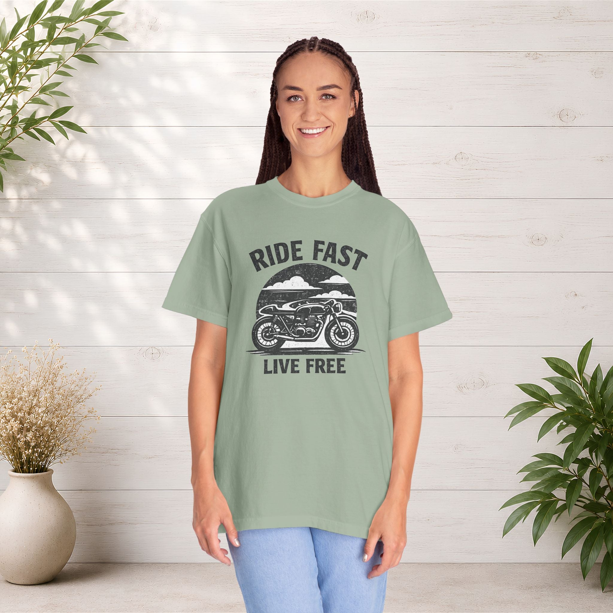 Ride Fast Live Free Motorcycle T-Shirt — Vintage Biker Tee for Riders