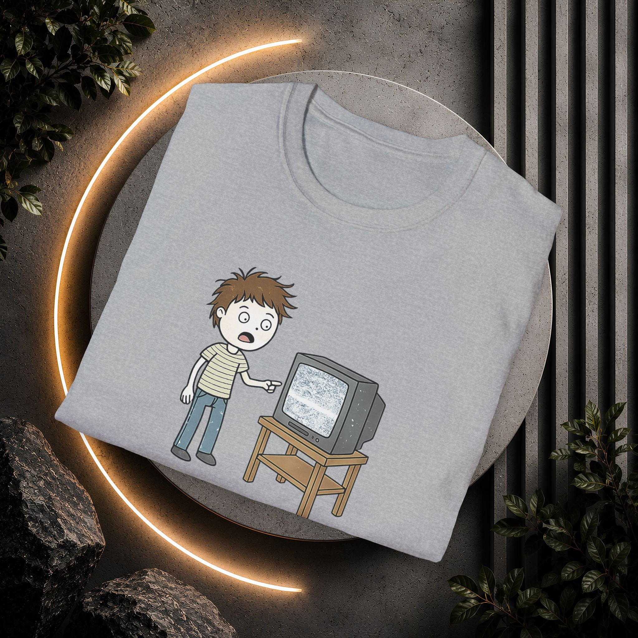 Poltergeist Film Based Theyre Here TV Static T-Shirt | Retro Horror Cartoon