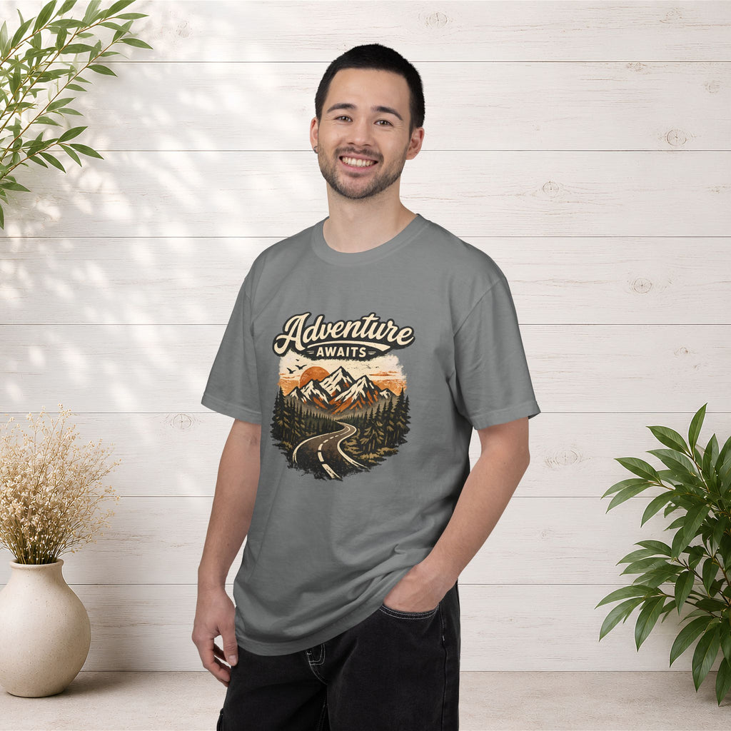 Adventure Awaits T-Shirt — Scenic Mountain Road Graphic Tee