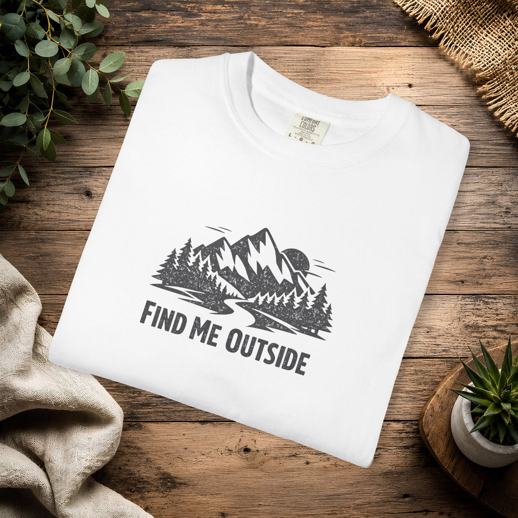Find Me Outside Mountain T-Shirt — Outdoor Adventure Graphic Tee