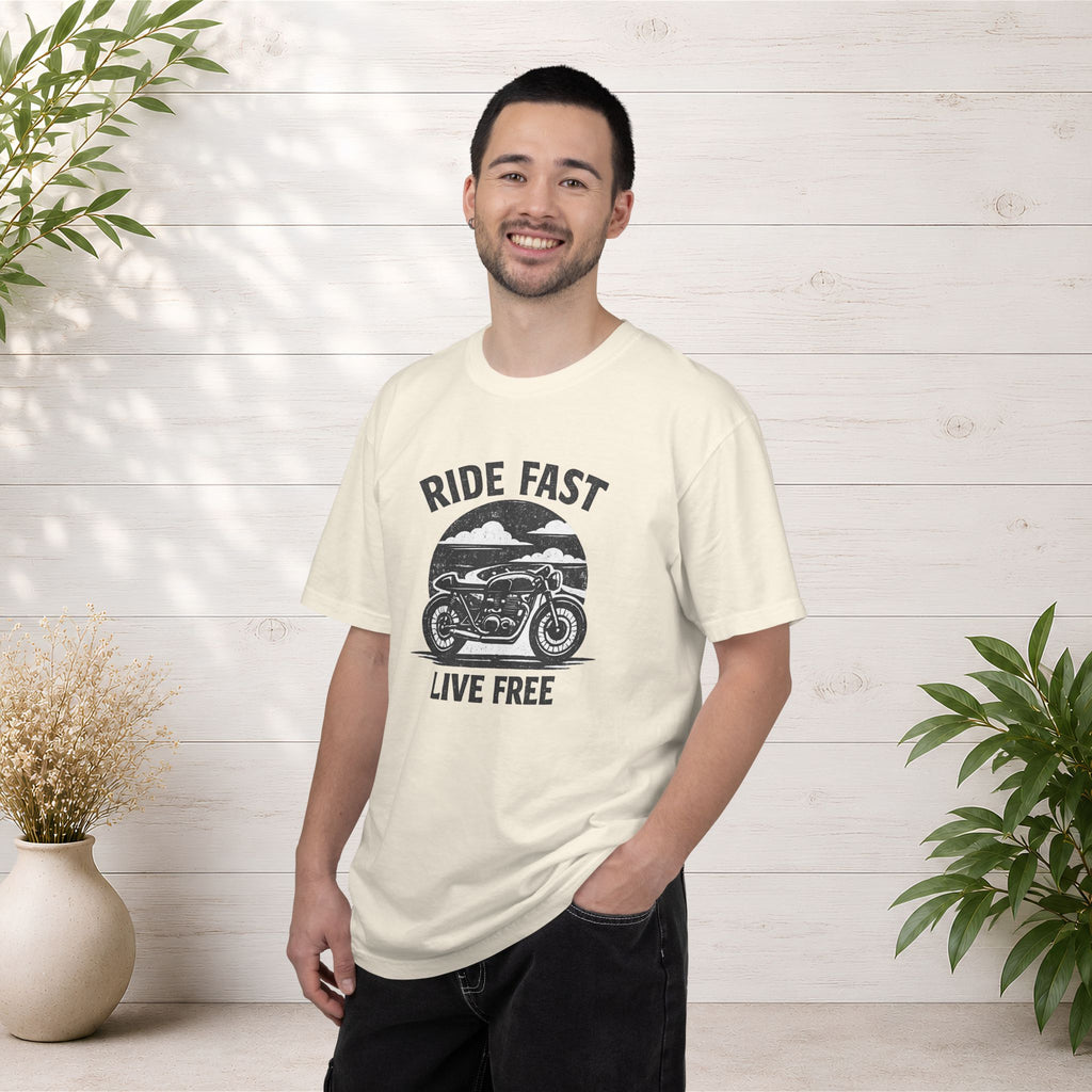 Ride Fast Live Free Motorcycle T-Shirt — Vintage Biker Tee for Riders