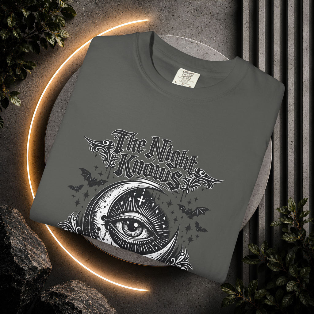 The Night Knows Eye T-Shirt — Mystical Gothic Graphic Tee