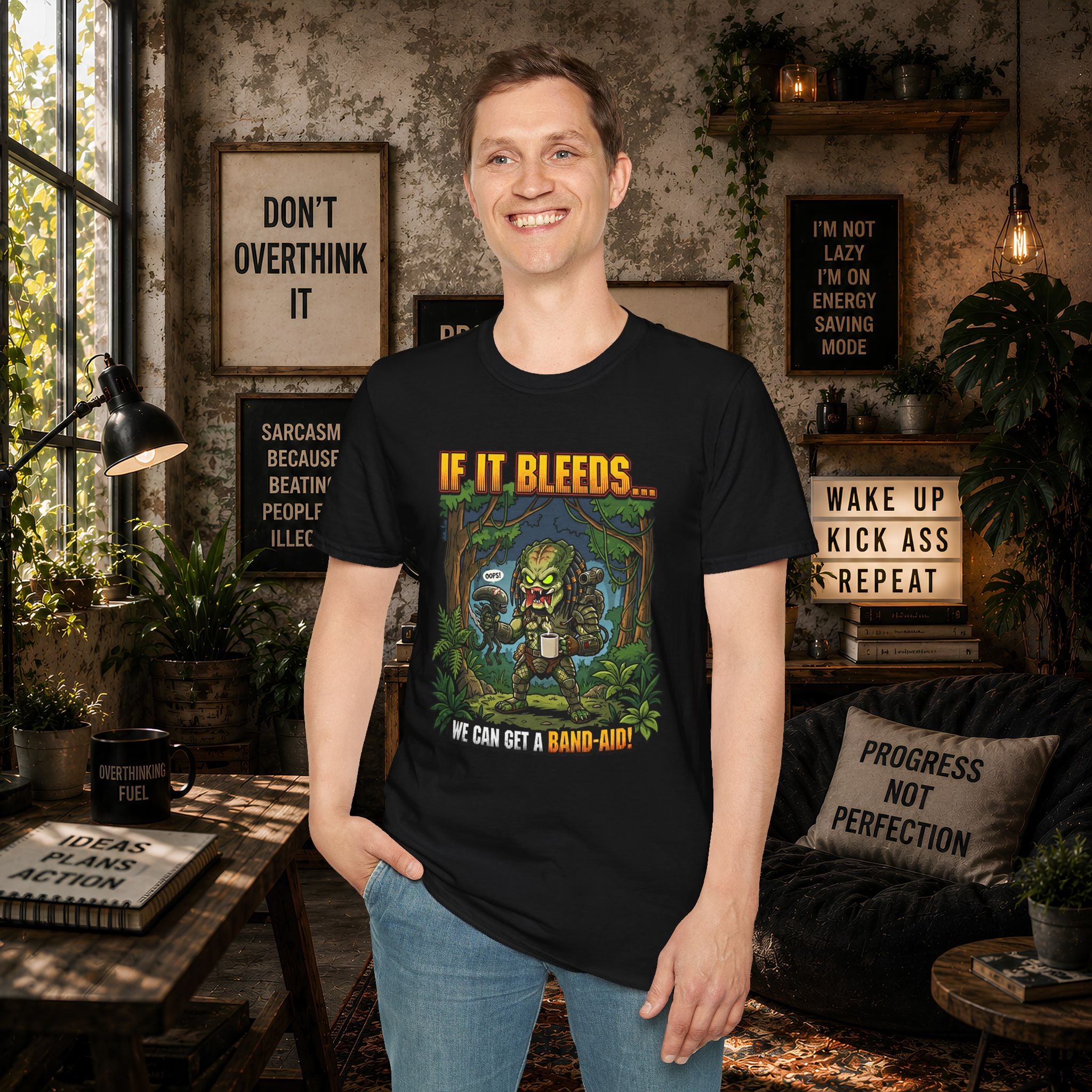 Predator "If It Bleeds" Forest Design T-Shirt | Horror Movie Character