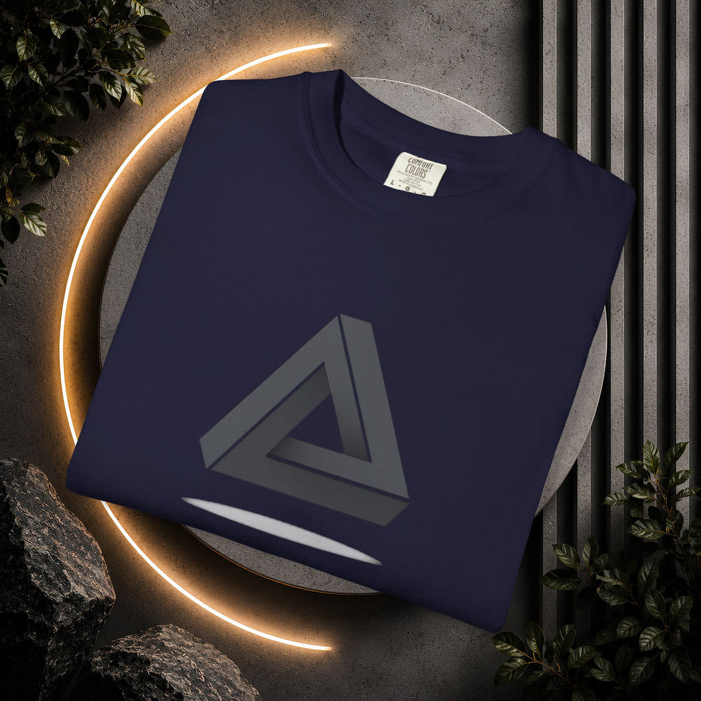 Optical Illusion Triangle T-Shirt — Geometric Penrose Design