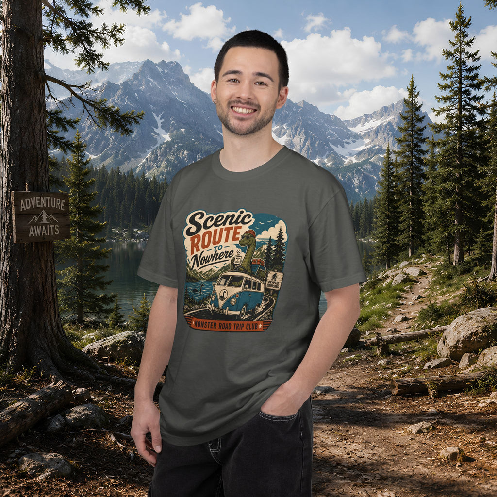 Scenic Route Vintage Camper Nessy T-Shirt — Road Trip Adventure Tee