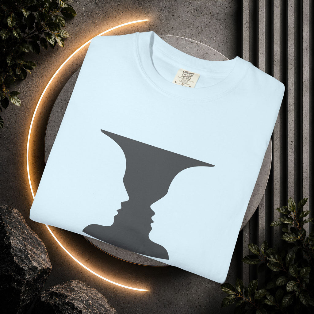 Optical Illusion Vase T-Shirt — Rubin’s Face Profile Graphic Tee
