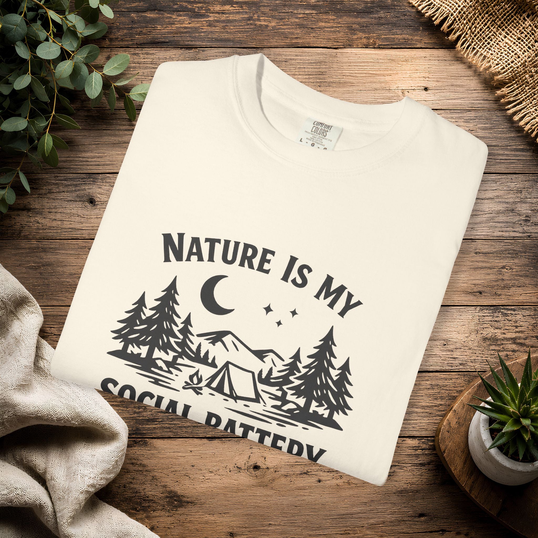 Nature Is My Social Battery T-Shirt — Outdoor Enthusiast Graphic Tee