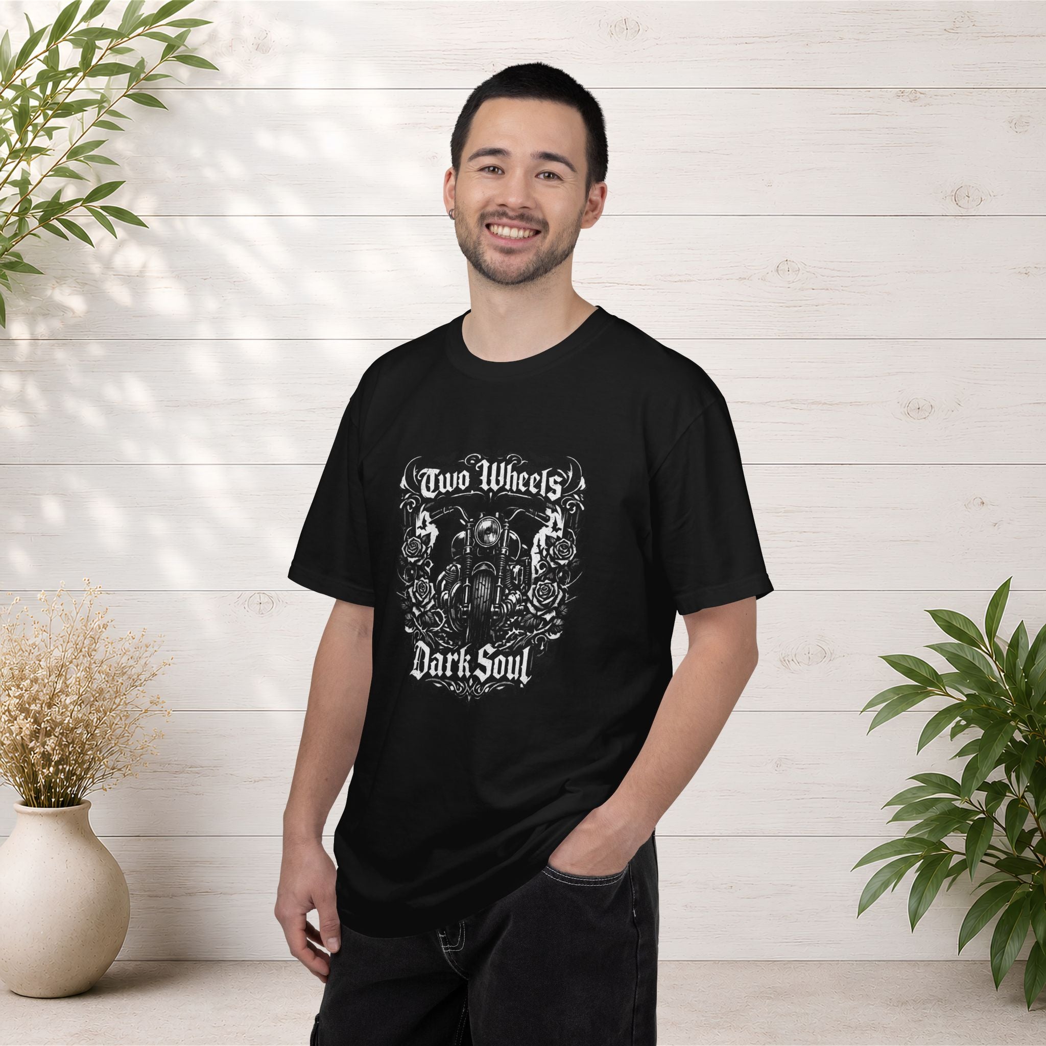 Dark Soul Motorcycle T-Shirt — "Two Wheels Dark Soul" Biker Graphic Tee