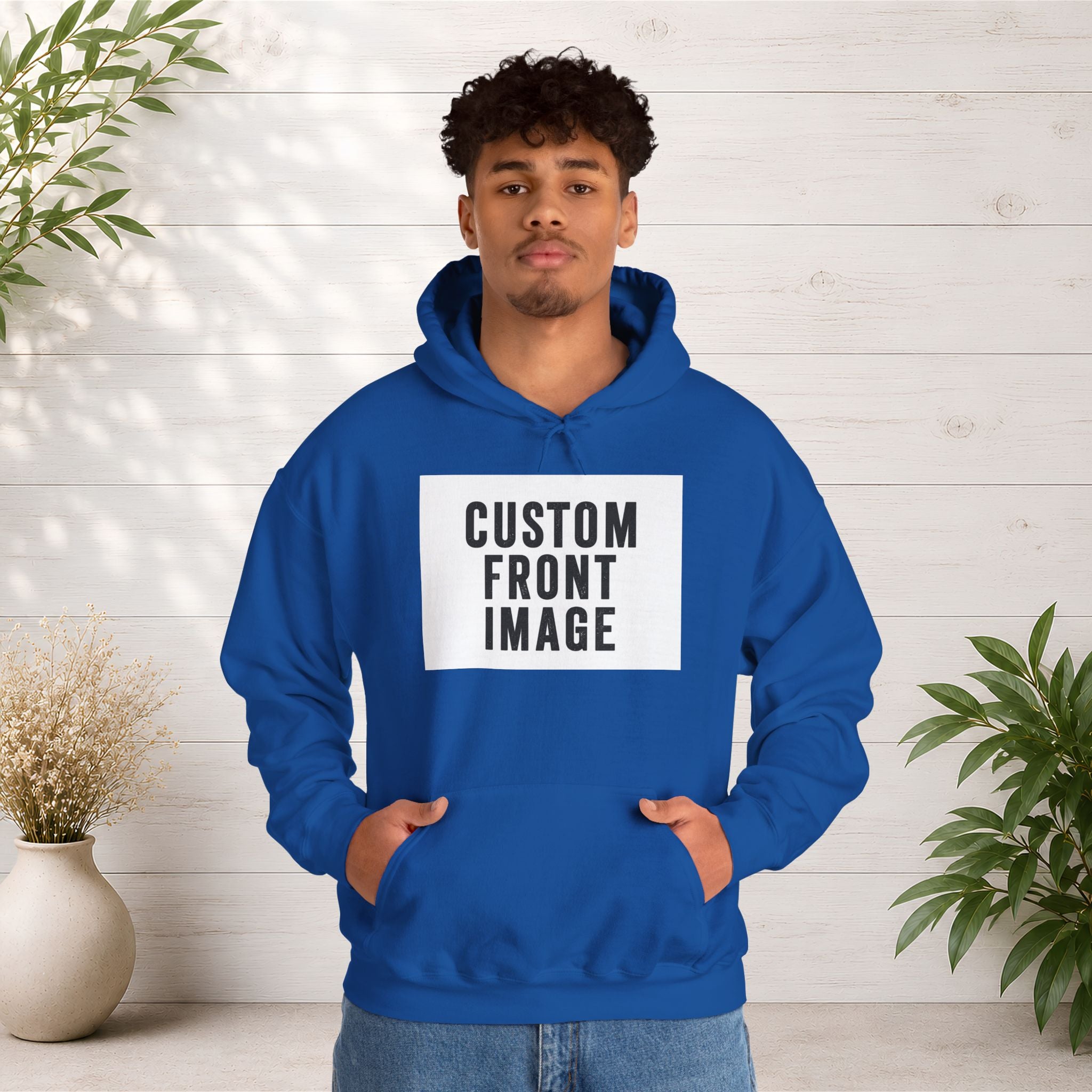 Custom Front Image Hoodie — Personalized White Pullover Hooded Sweatshirt