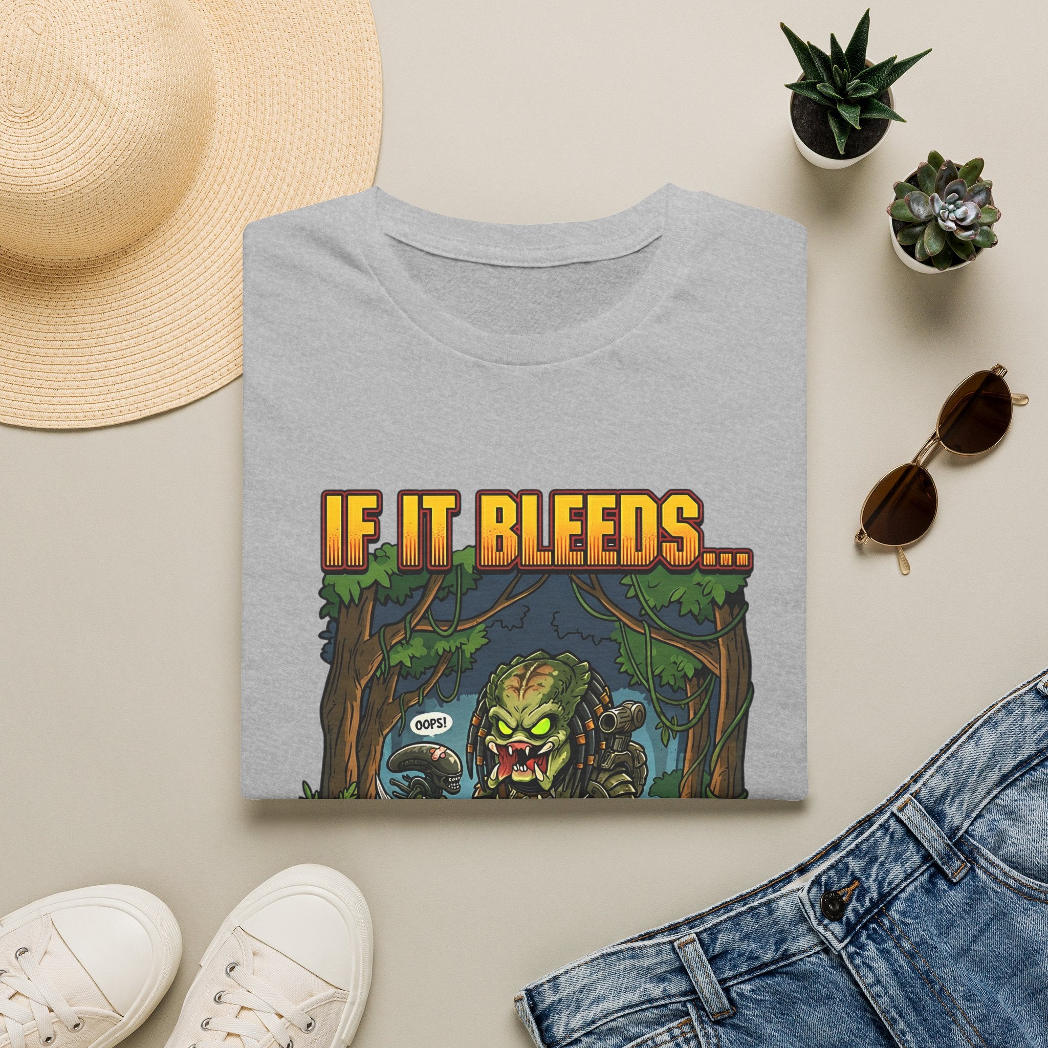 Predator "If It Bleeds" Forest Design T-Shirt | Horror Movie Character