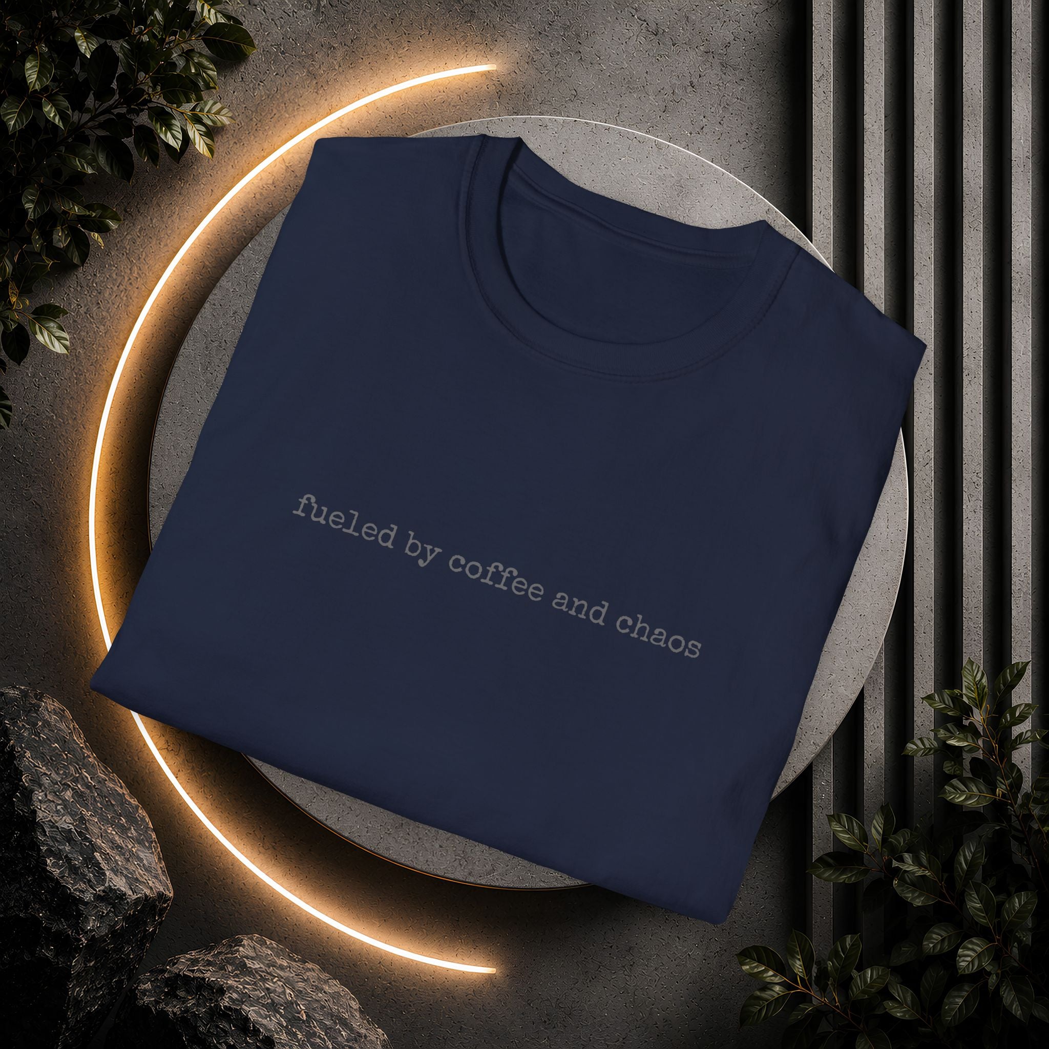 Fueled by Coffee and Chaos T-Shirt | Minimal Slogan Tee