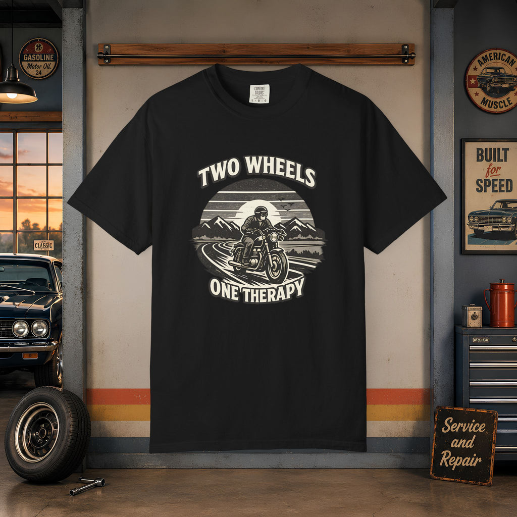 Motorcycle T-Shirt – "Two Wheels One Therapy" Rider Tee