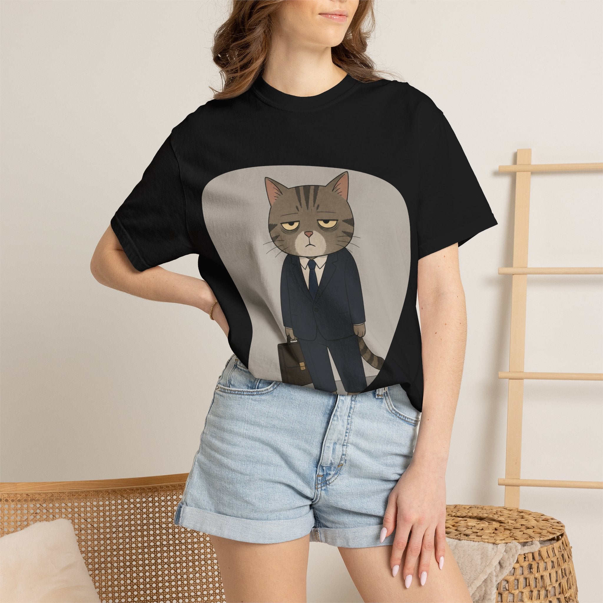 Grumpy Cat in Suit T-shirt | Cat Businessman Illustration