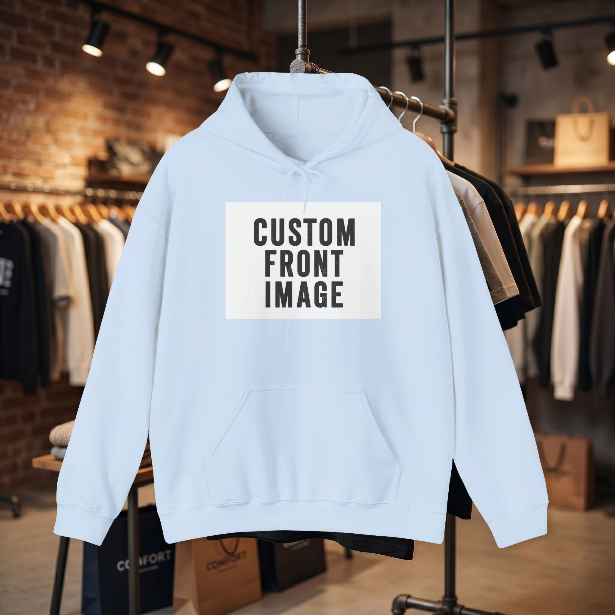 Custom Front Image Hoodie — Personalized White Pullover Hooded Sweatshirt