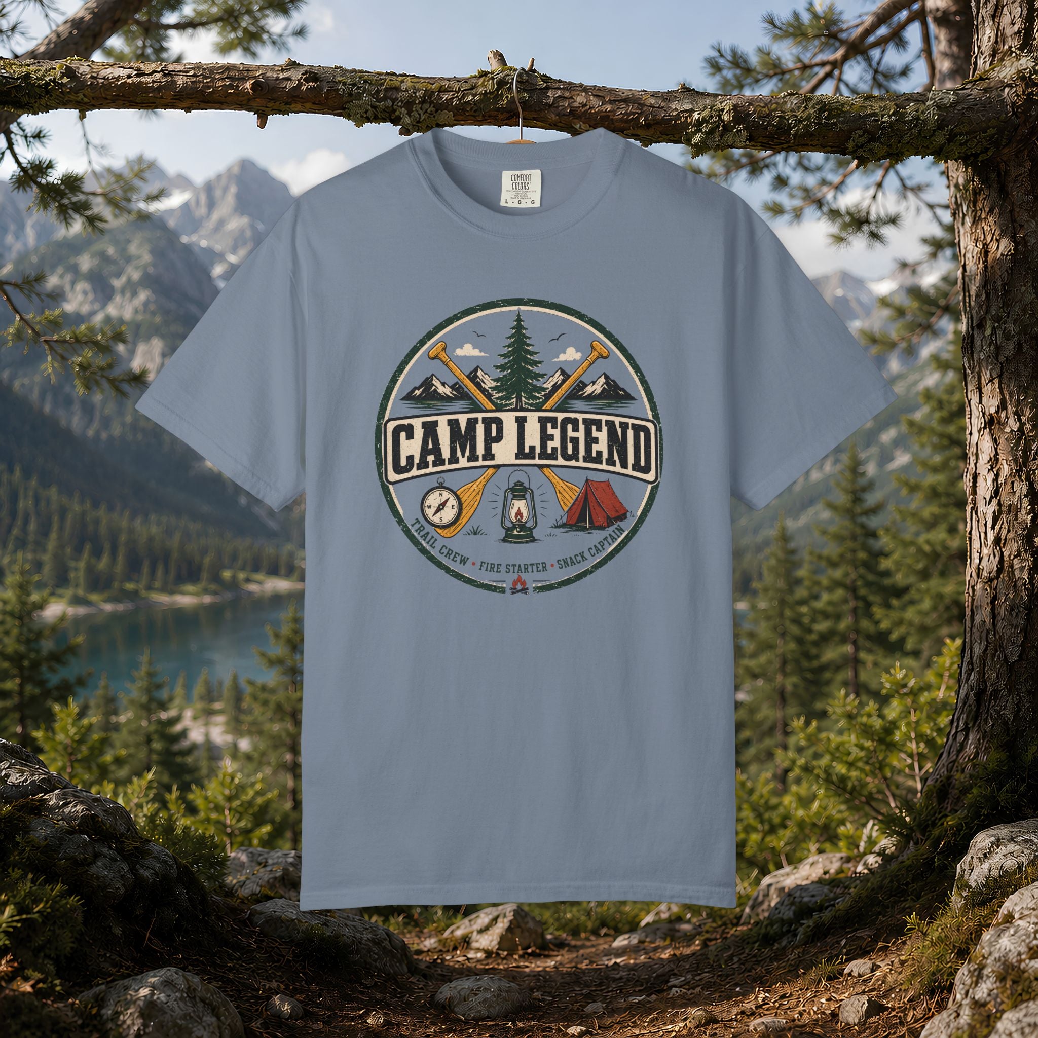Camp Legend T-Shirt — Vintage Camping Badge Tee