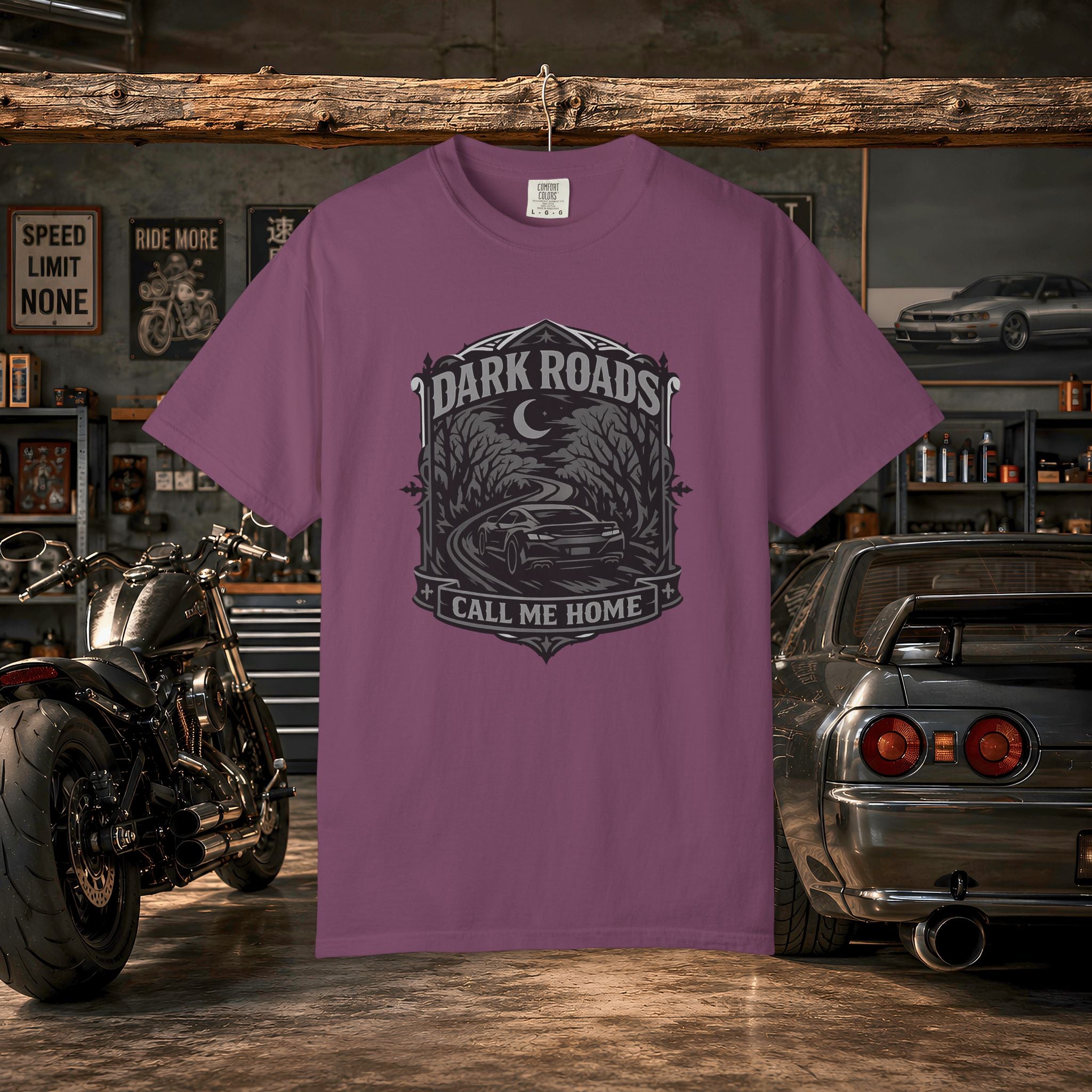 Dark Roads Call Me Home T-Shirt — Vintage Night Drive Graphic Tee