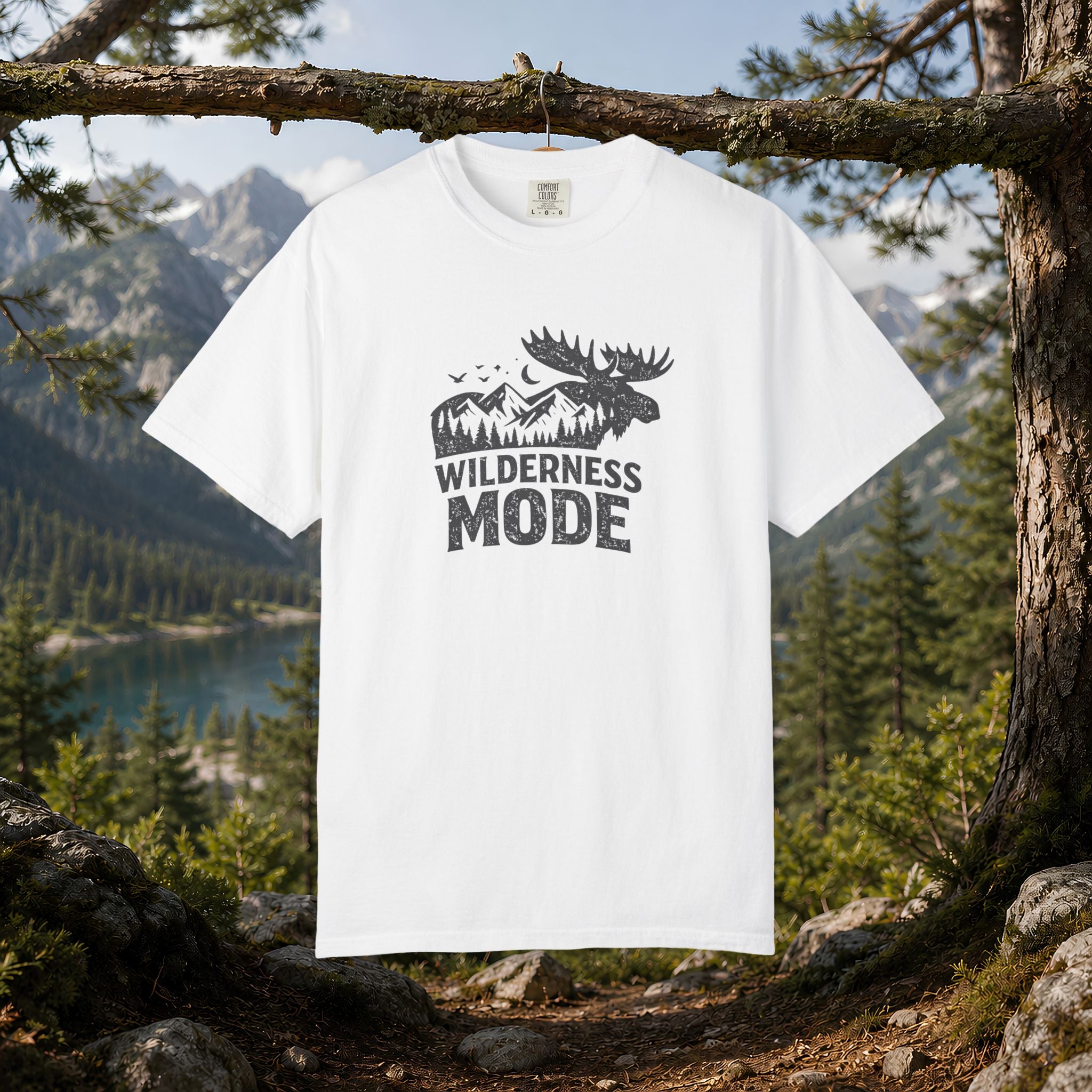 Wilderness Mode T-Shirt — Outdoor Moose Mountain Graphic Tee