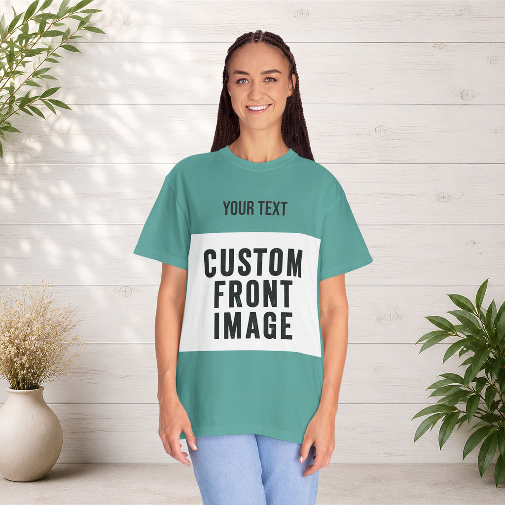 Custom Front Landscape Print T-Shirt — Personalized Text & Image Tee