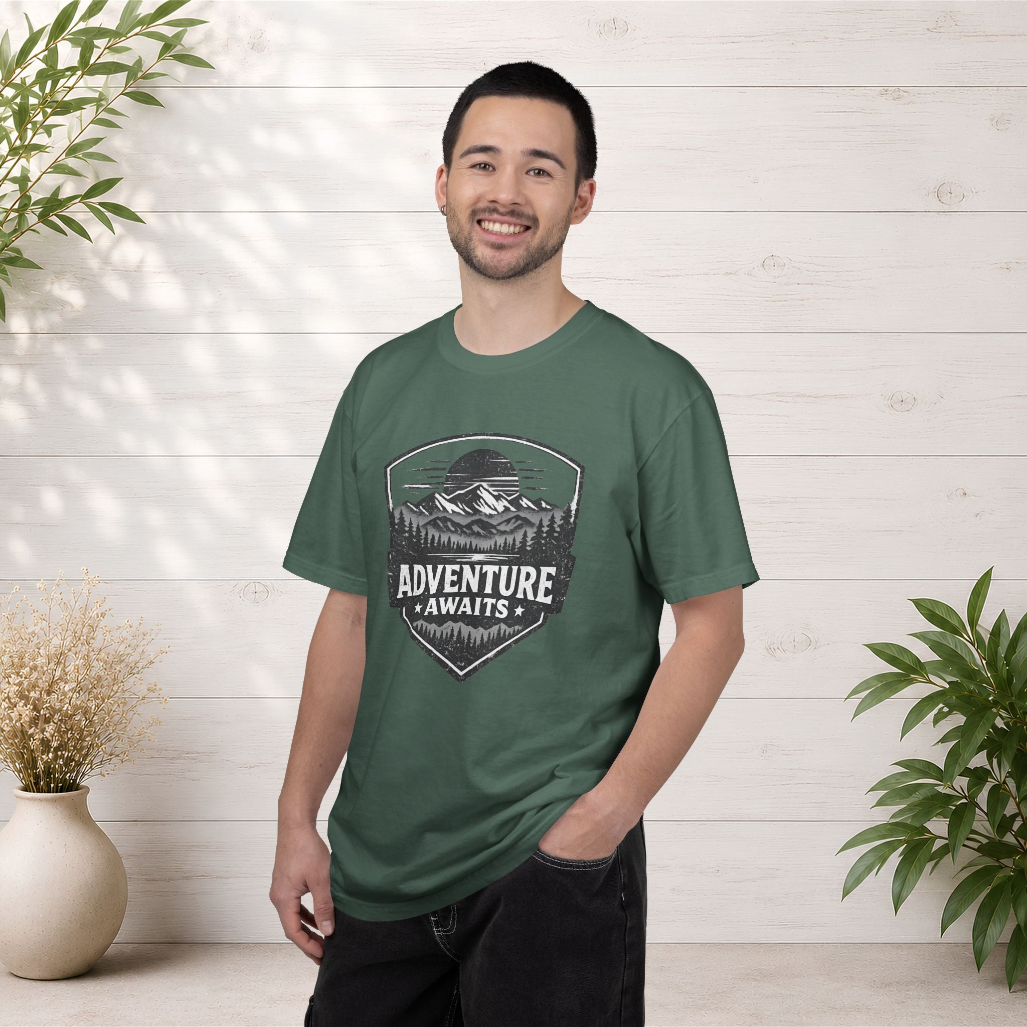 Adventure Awaits T-Shirt — Mountain Hiking Outdoors Tee