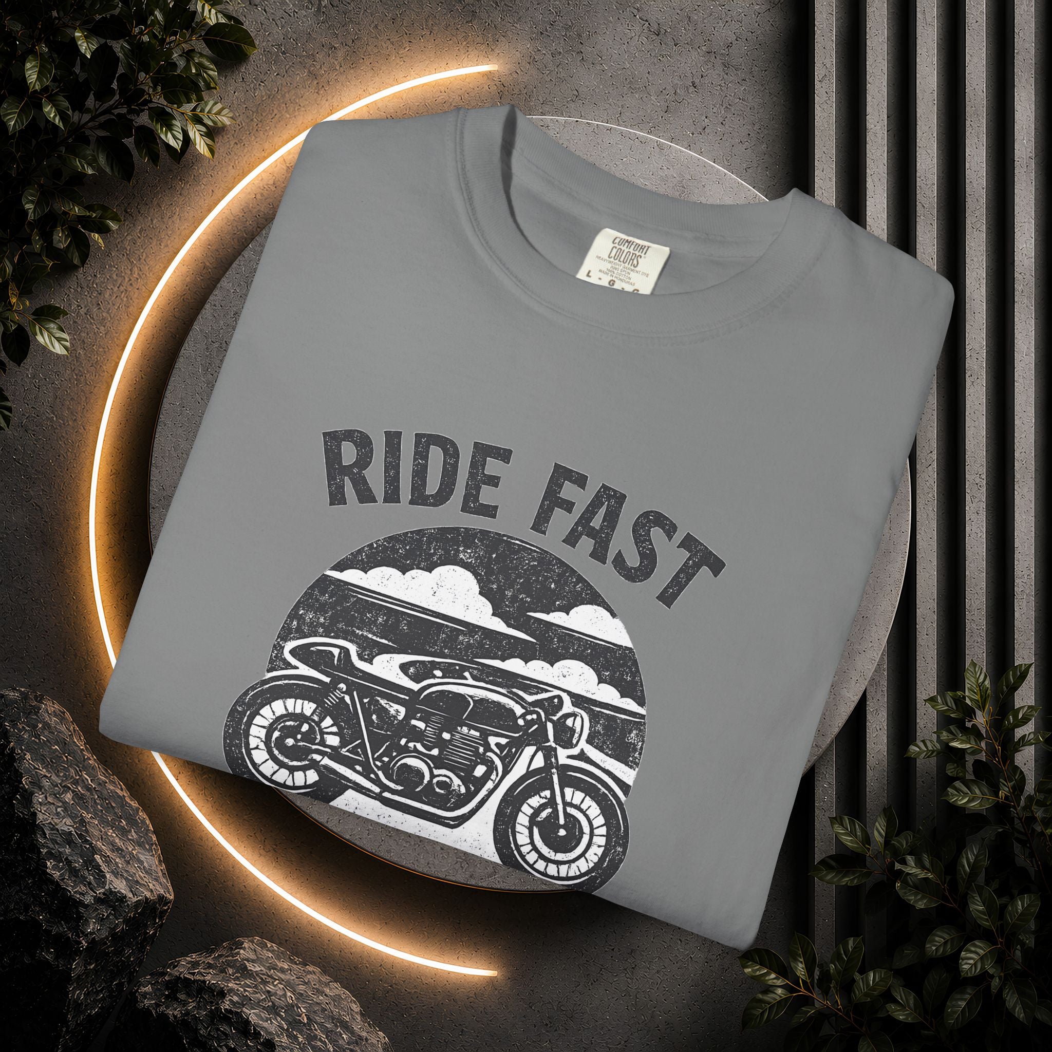 Ride Fast Live Free Motorcycle T-Shirt — Vintage Biker Tee for Riders