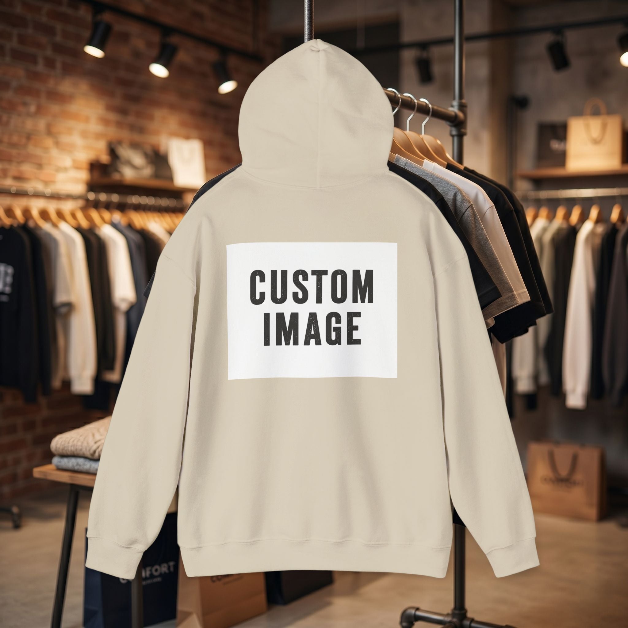 Custom Back Image Hoodie — Personalized White Pullover Hooded Sweatshirt