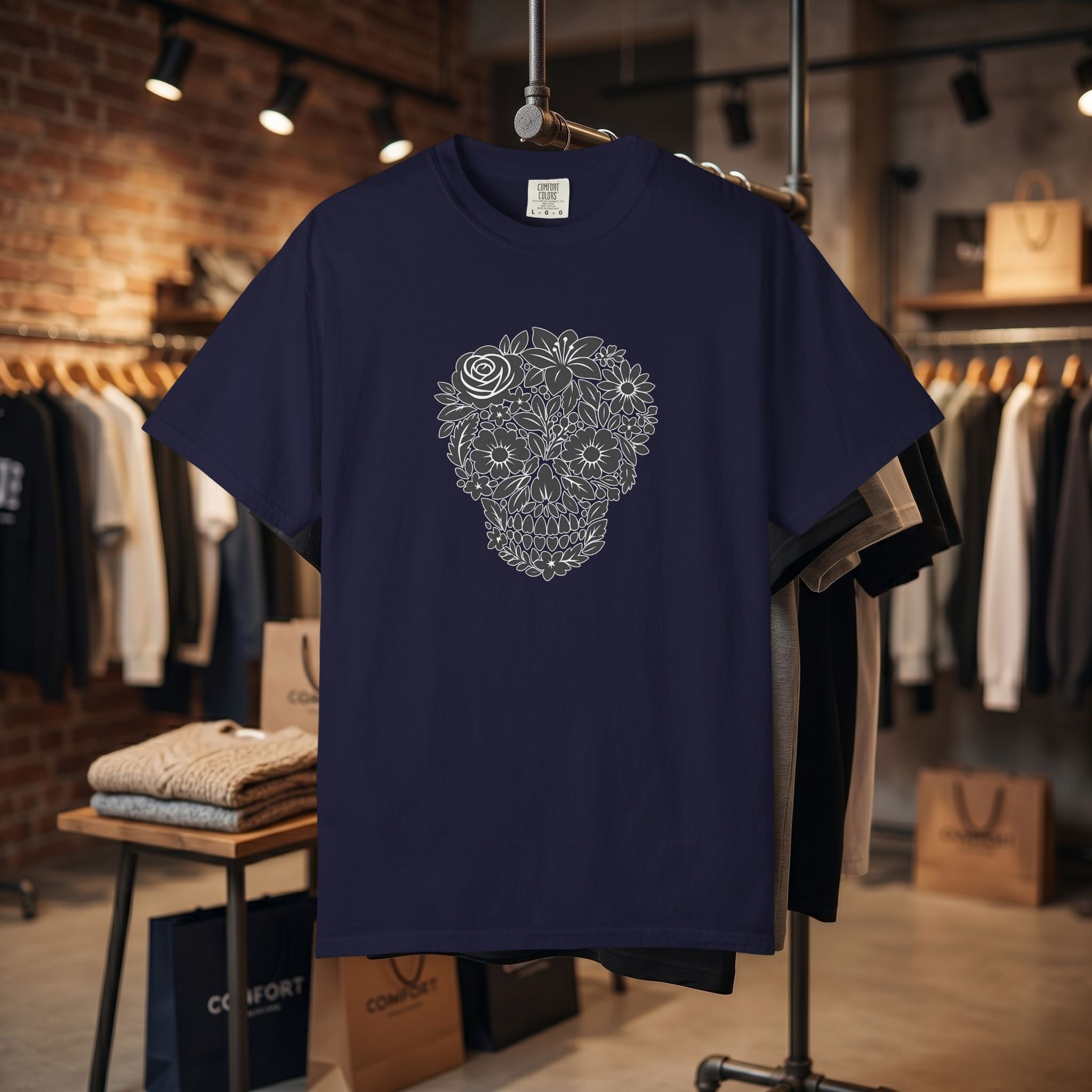 Floral Sugar Skull T-Shirt — Day of the Dead Floral Skull Tee