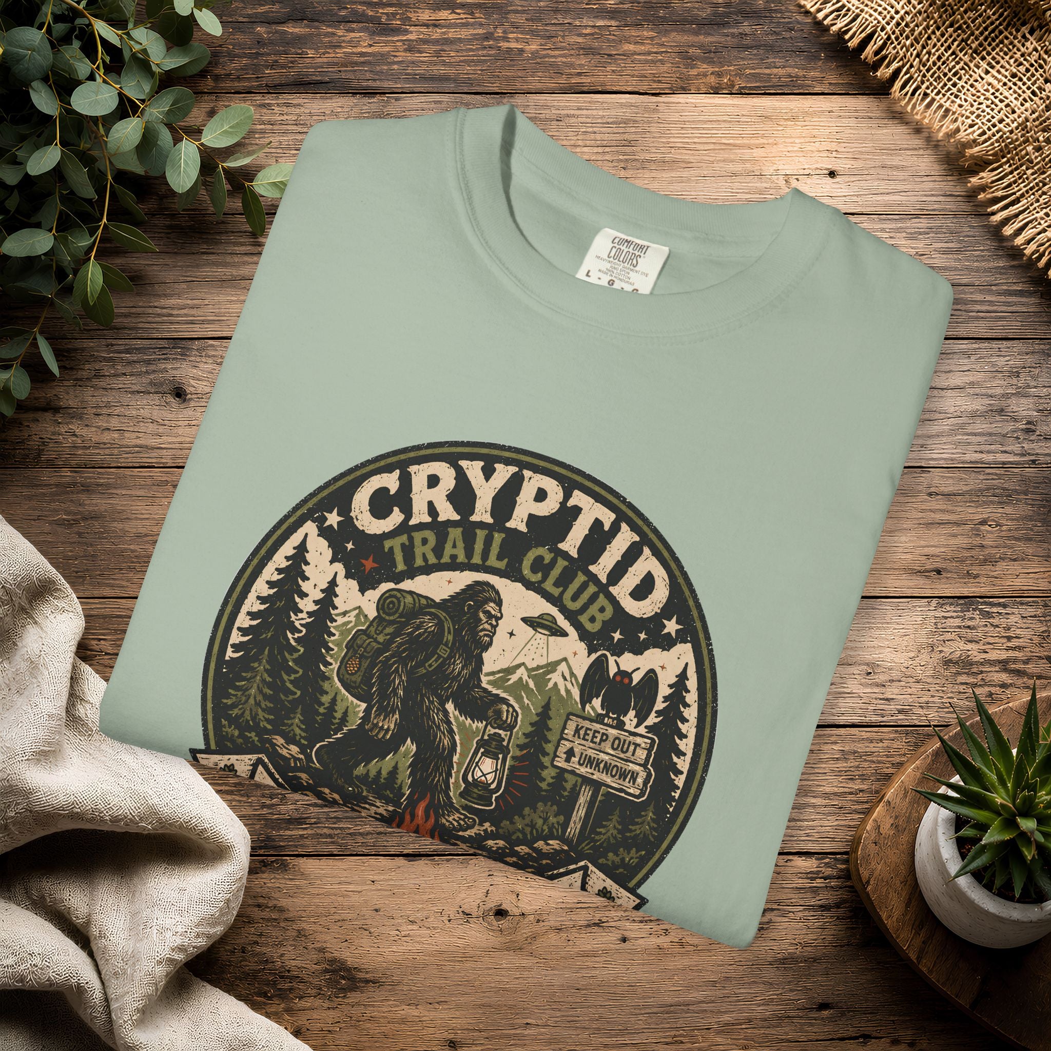 Cryptid Trail Club T-Shirt — "Take a Hike, Stay Hidden" Outdoor Sasquatch Tee