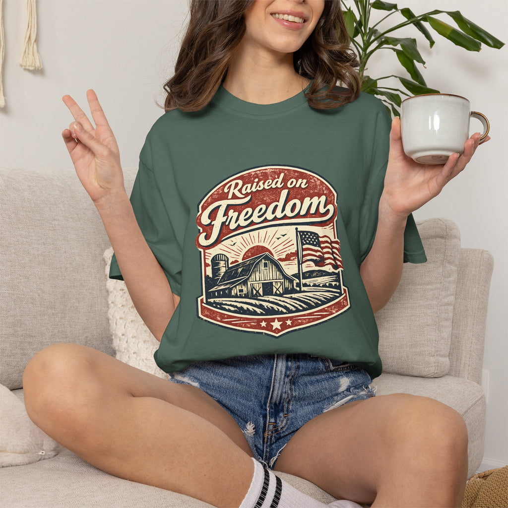 Raised on Freedom T-Shirt — Vintage American Flag Graphic Tee