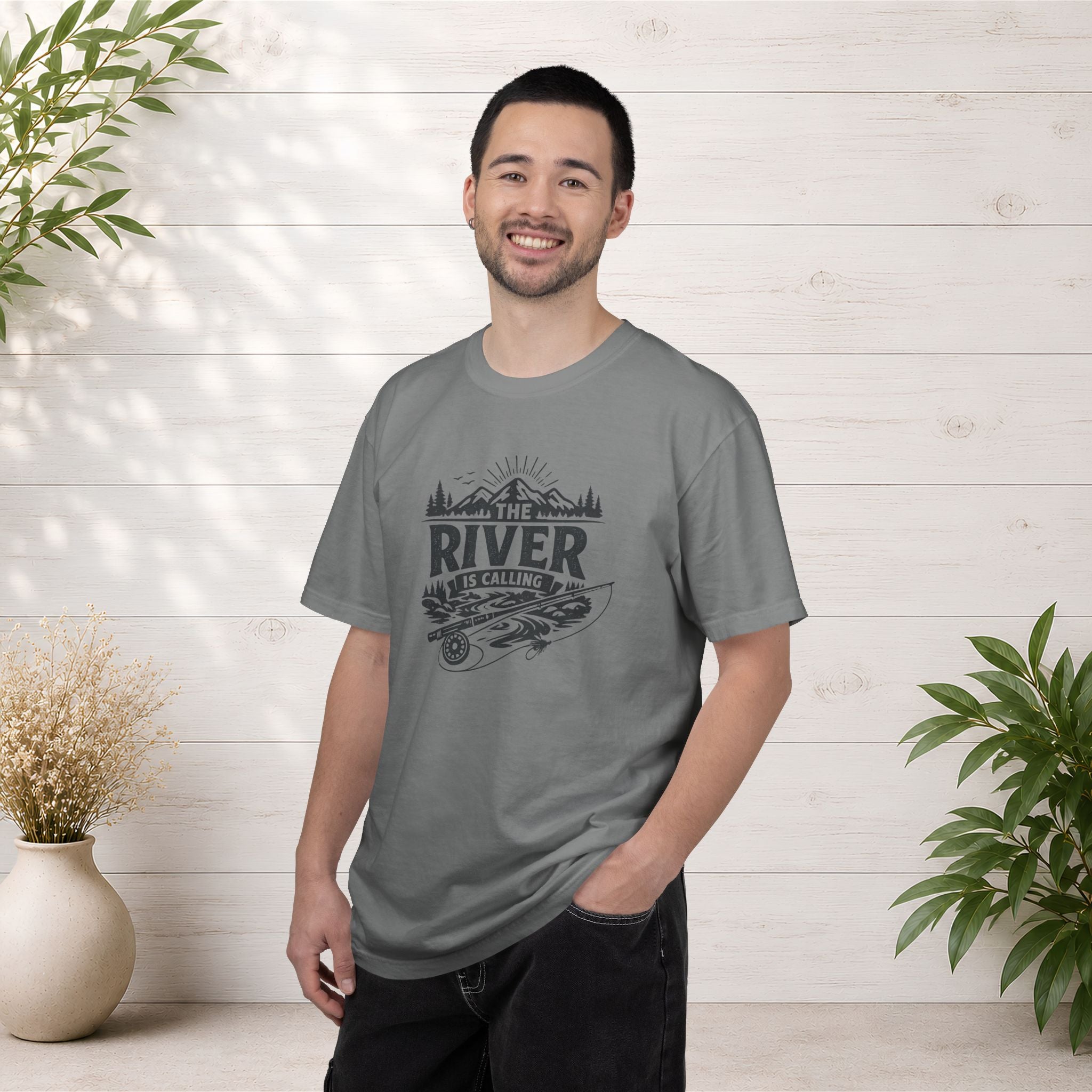 The River Is Calling T-Shirt — Rustic Fishing & Kayak Outdoor Tee