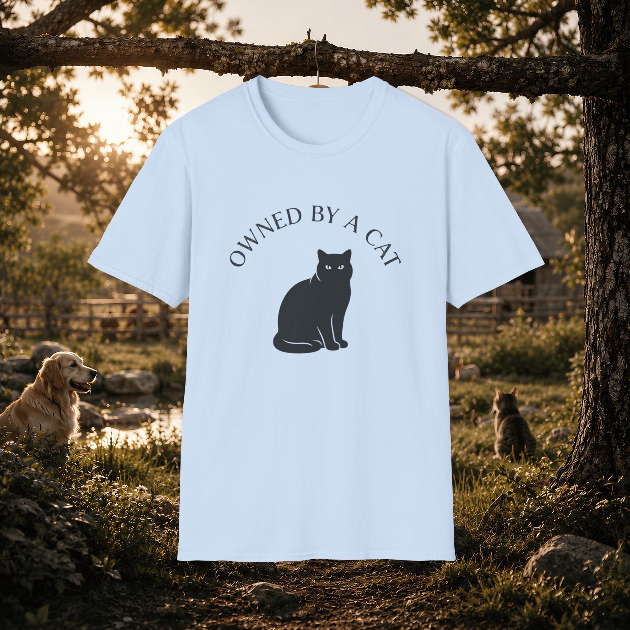 Owned By A Cat T-Shirt | Cat Silhouette Tee, Cat Lover Shirt