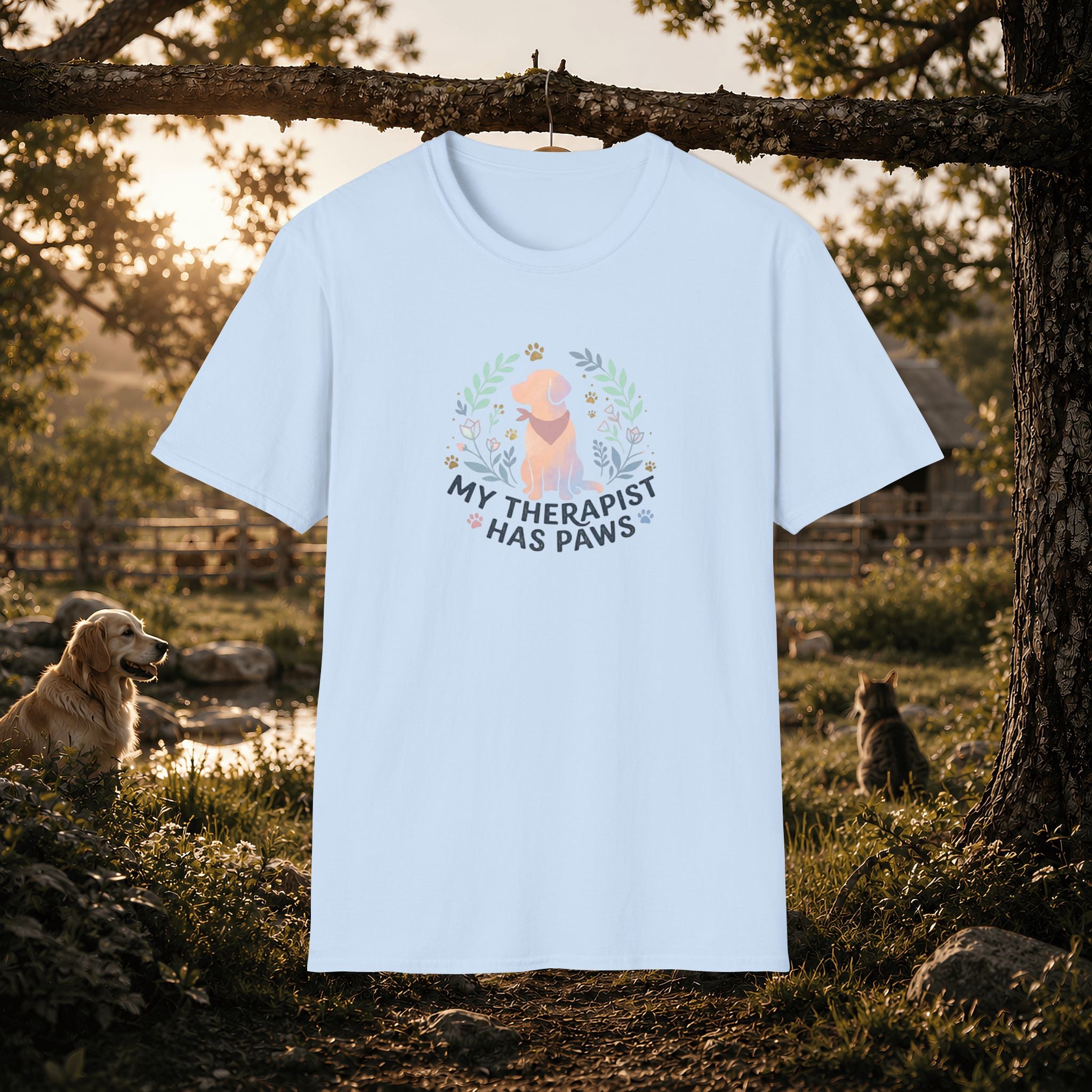 Golden Retriever "My Therapist Has Paws" T-Shirt | Dog Lover Tee