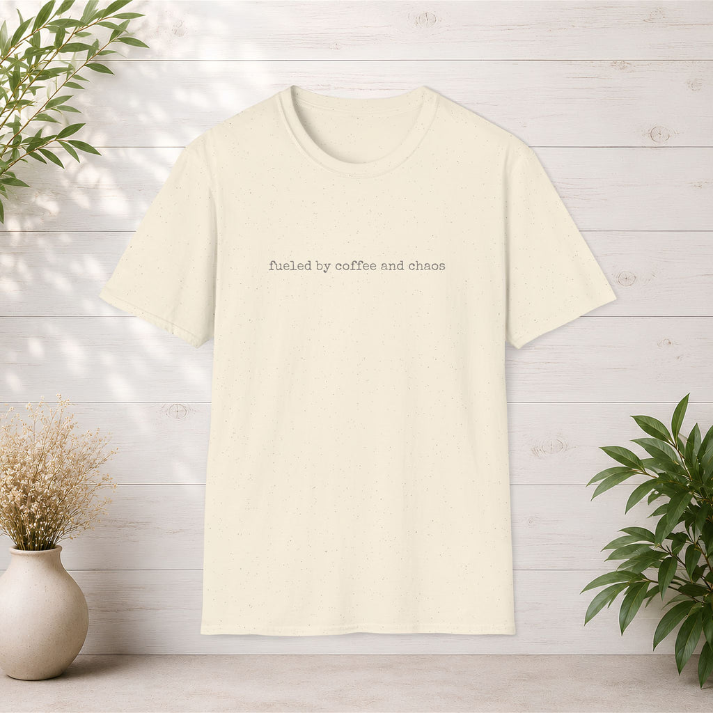 Fueled by Coffee and Chaos T-Shirt | Minimal Slogan Tee