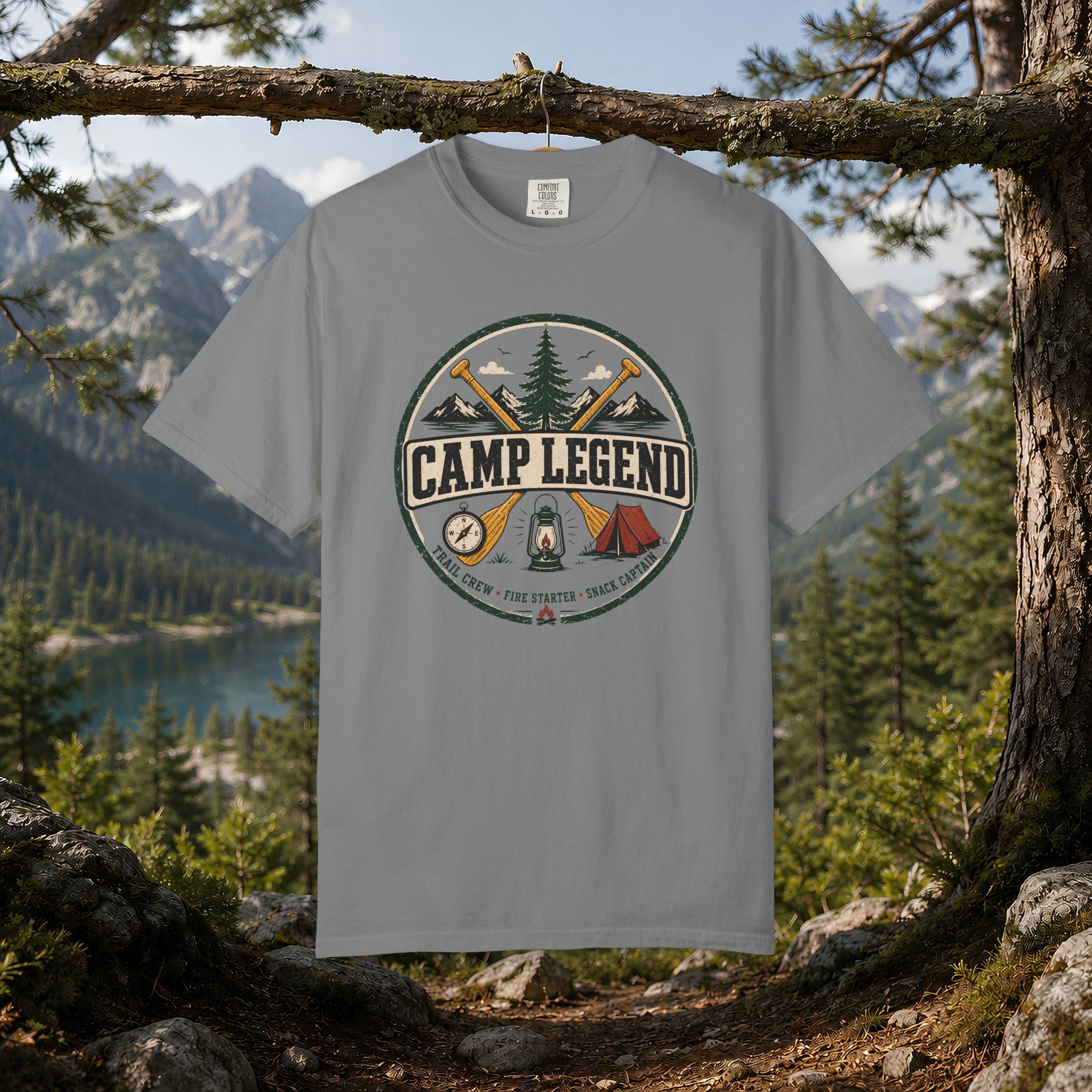 Camp Legend T-Shirt — Vintage Camping Badge Tee
