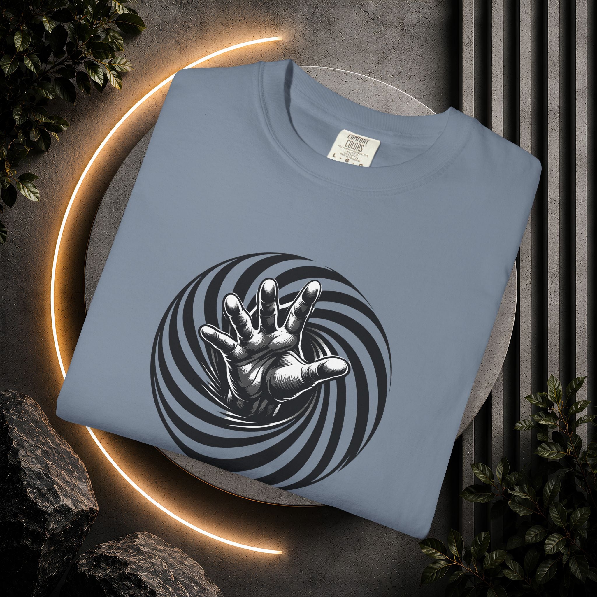 Optical Spiral Hand Graphic T-Shirt